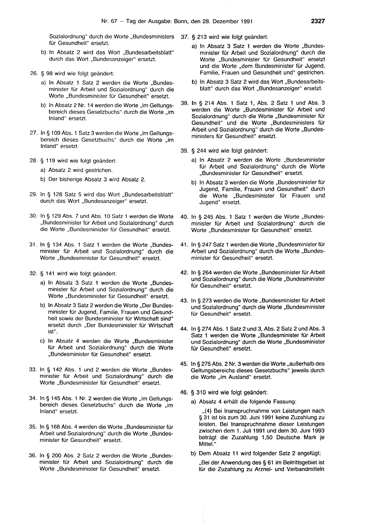 BGBl. 1991, Seite 2327 — Originalseite als Abbildung
