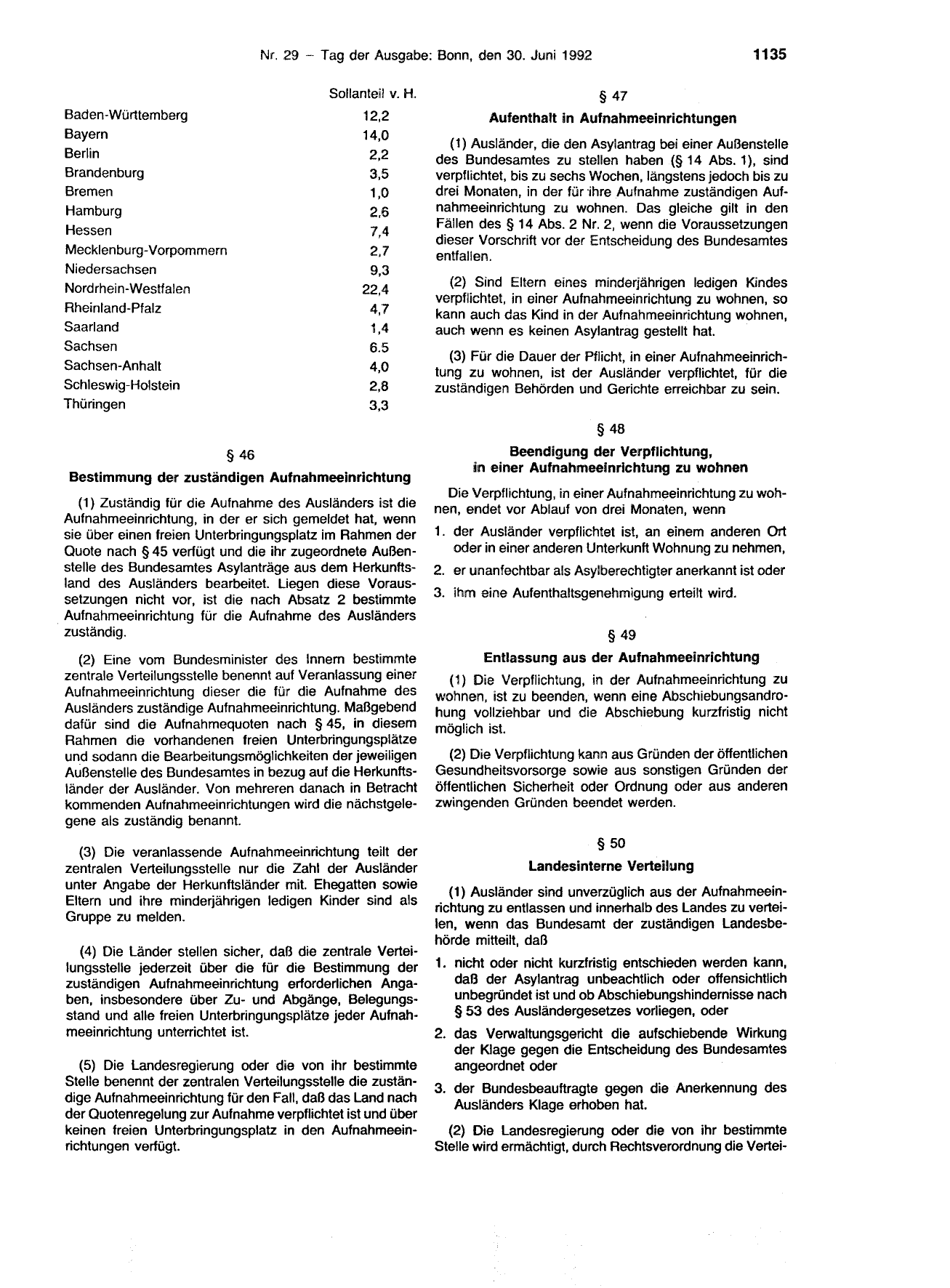 BGBl. 1992, Seite 1135 — Originalseite als Abbildung