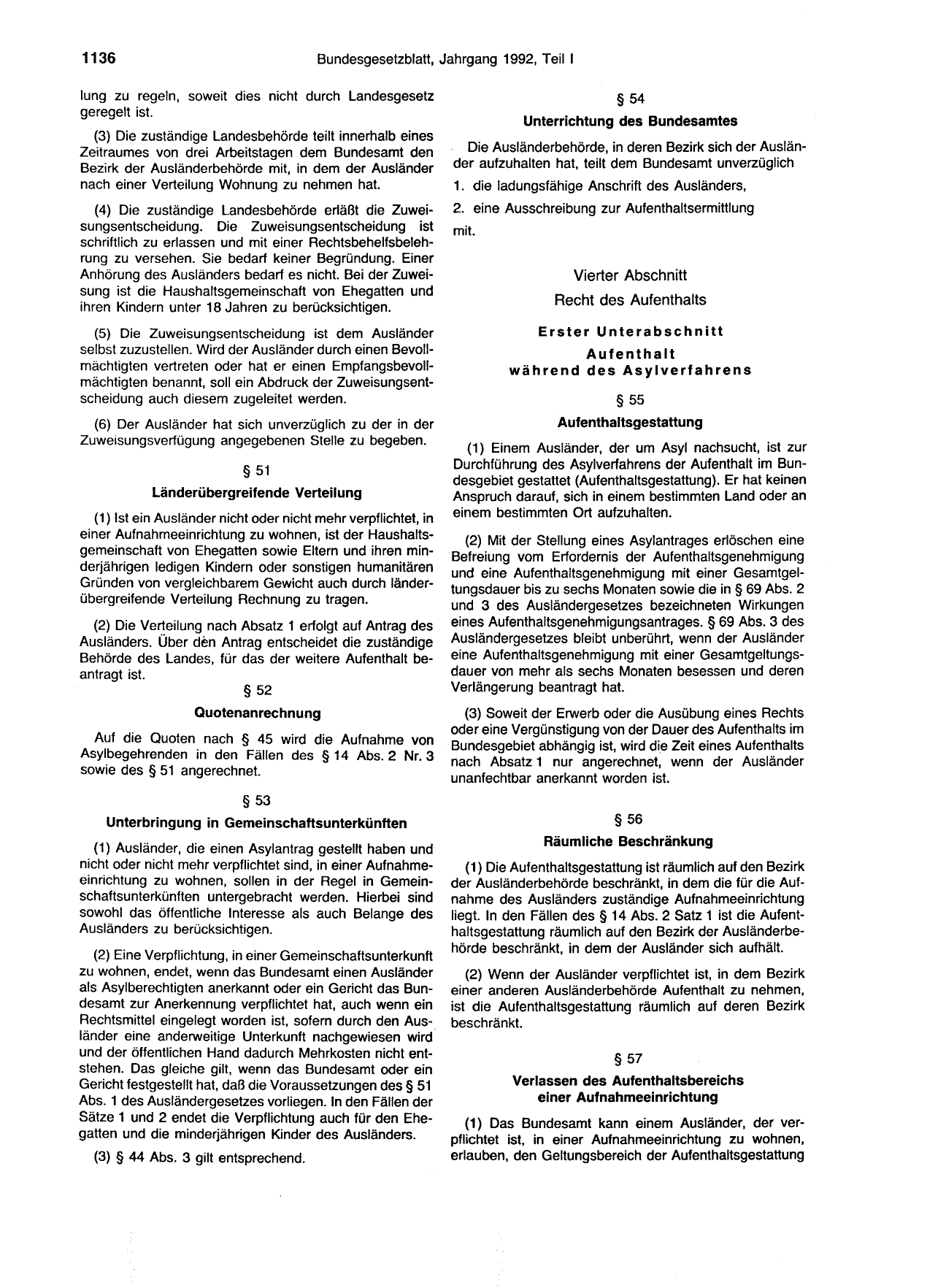 BGBl. 1992, Seite 1136 — Originalseite als Abbildung