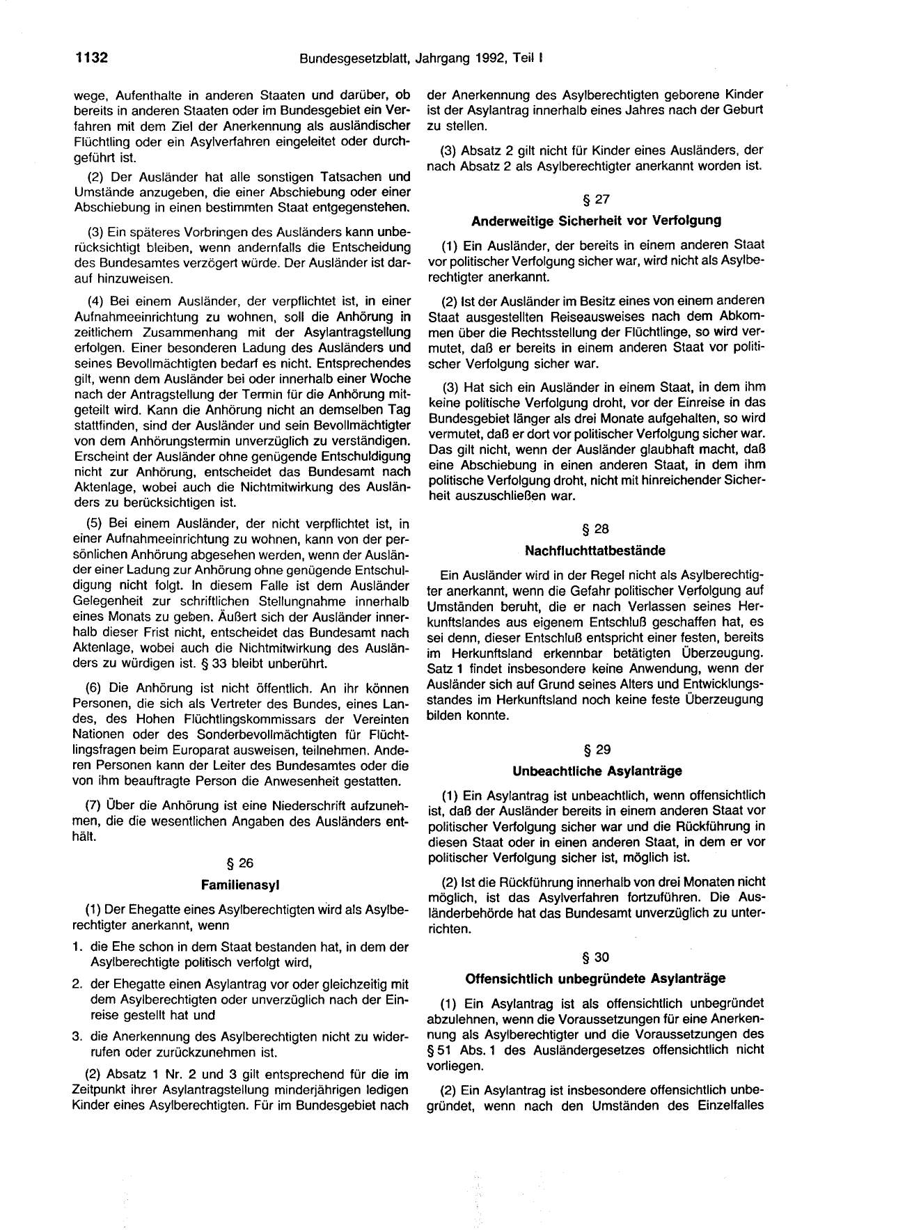 BGBl. 1992, Seite 1132 — Originalseite als Abbildung