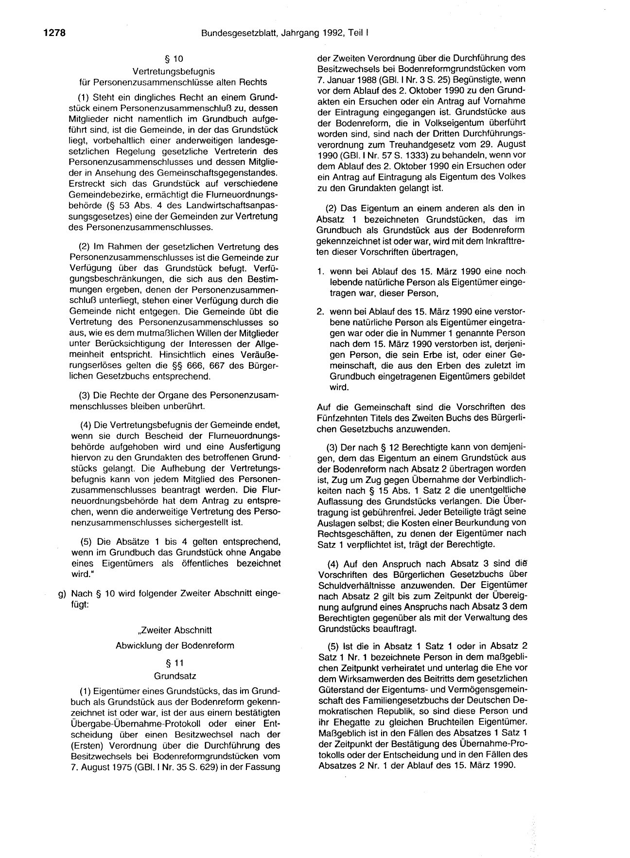 BGBl. 1992, Seite 1278 — Originalseite als Abbildung