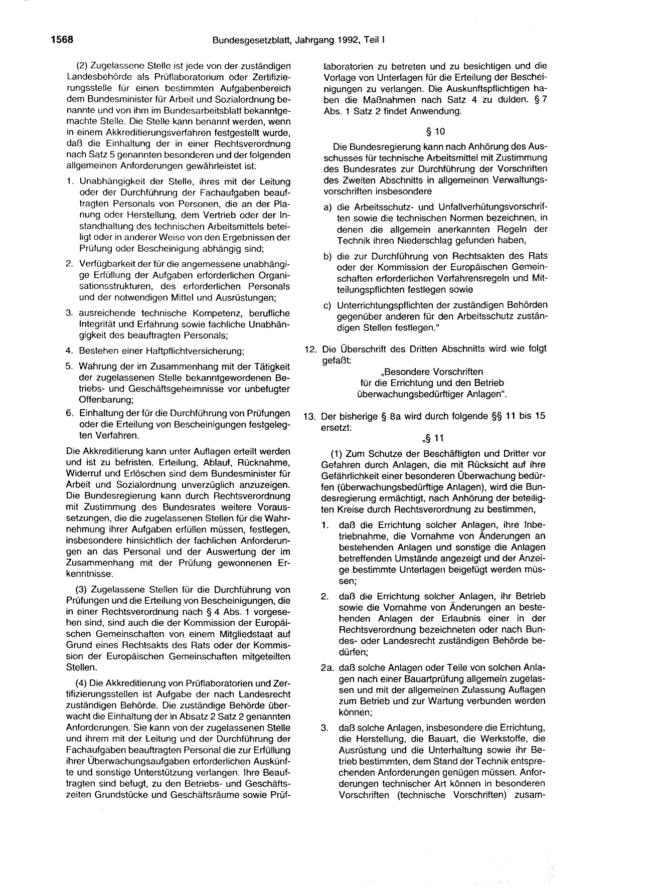 BGBl. 1992, Seite 1568 — Originalseite als Abbildung