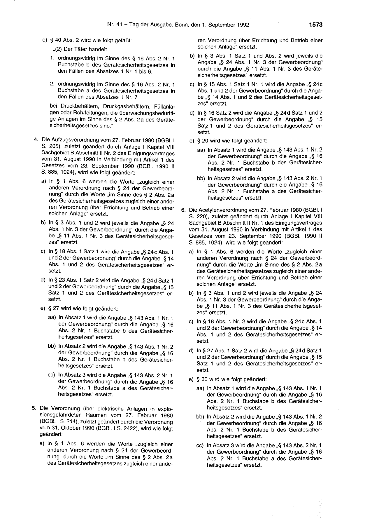 BGBl. 1992, Seite 1573 — Originalseite als Abbildung