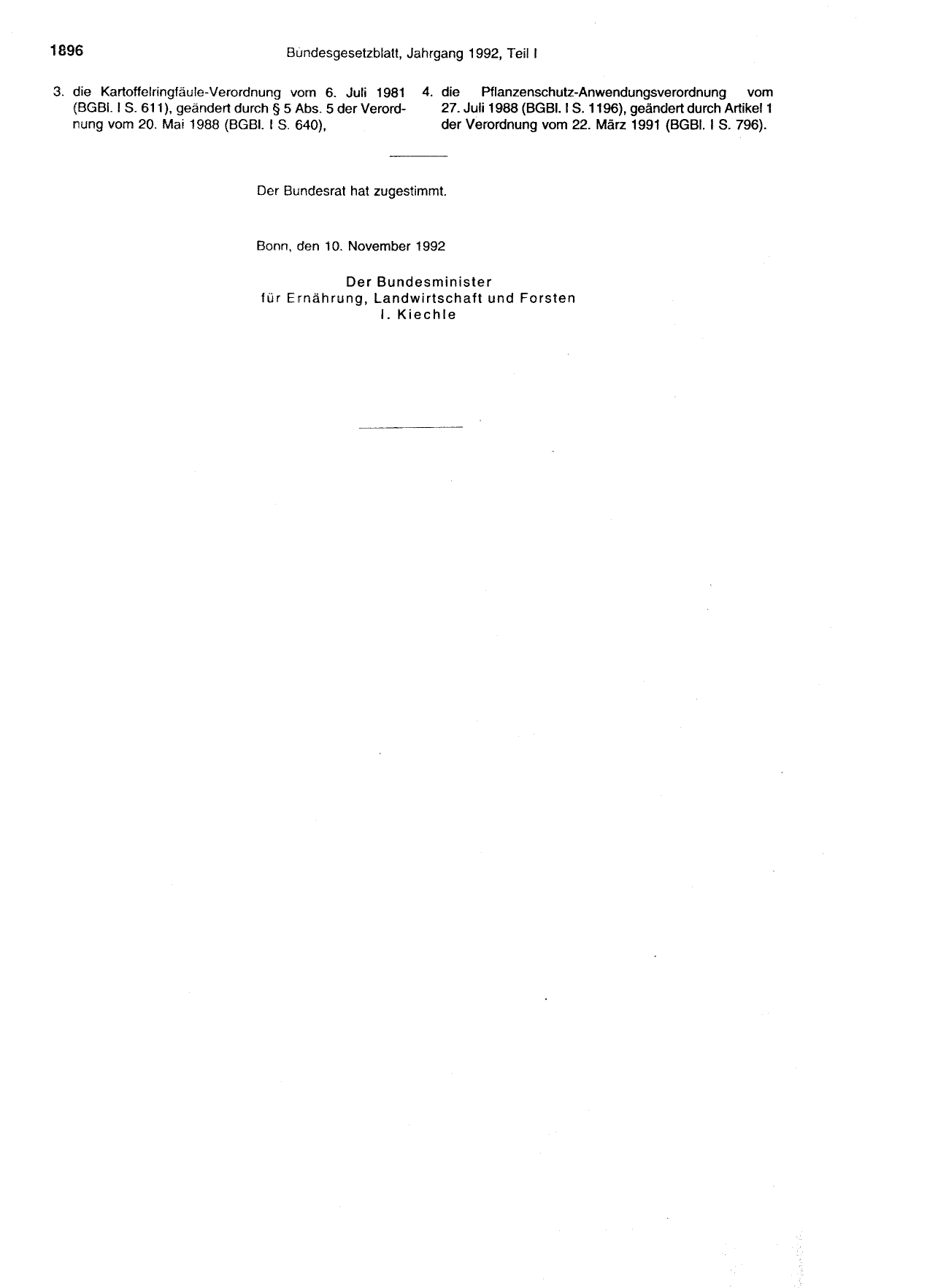 BGBl. 1992, Seite 1896 — Originalseite als Abbildung