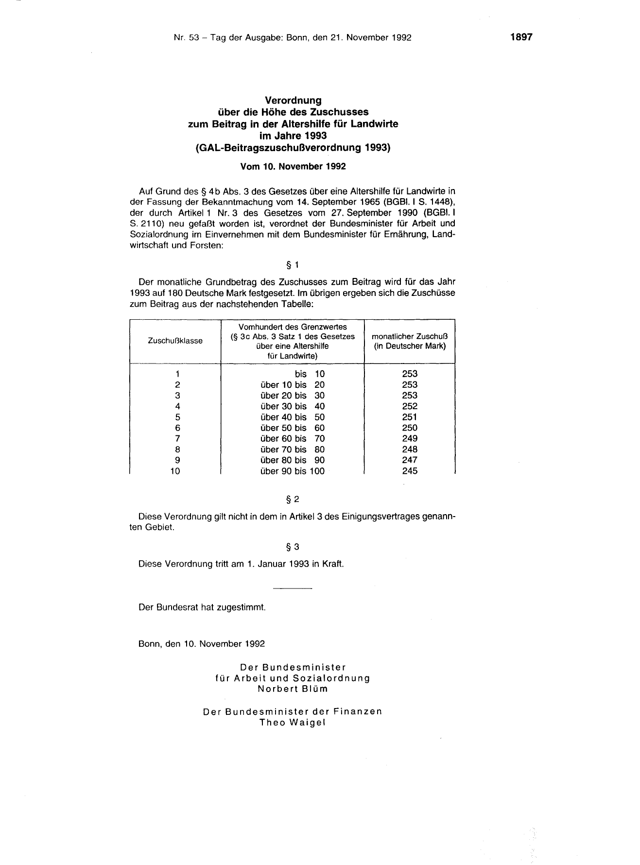 BGBl. 1992, Seite 1897 — Originalseite als Abbildung