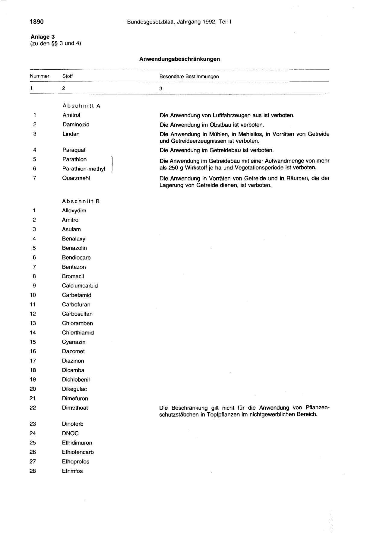 BGBl. 1992, Seite 1890 — Originalseite als Abbildung