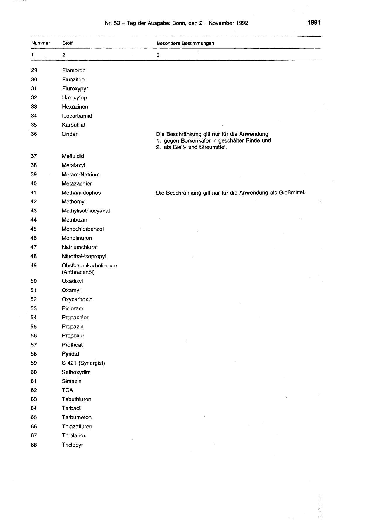 BGBl. 1992, Seite 1891 — Originalseite als Abbildung