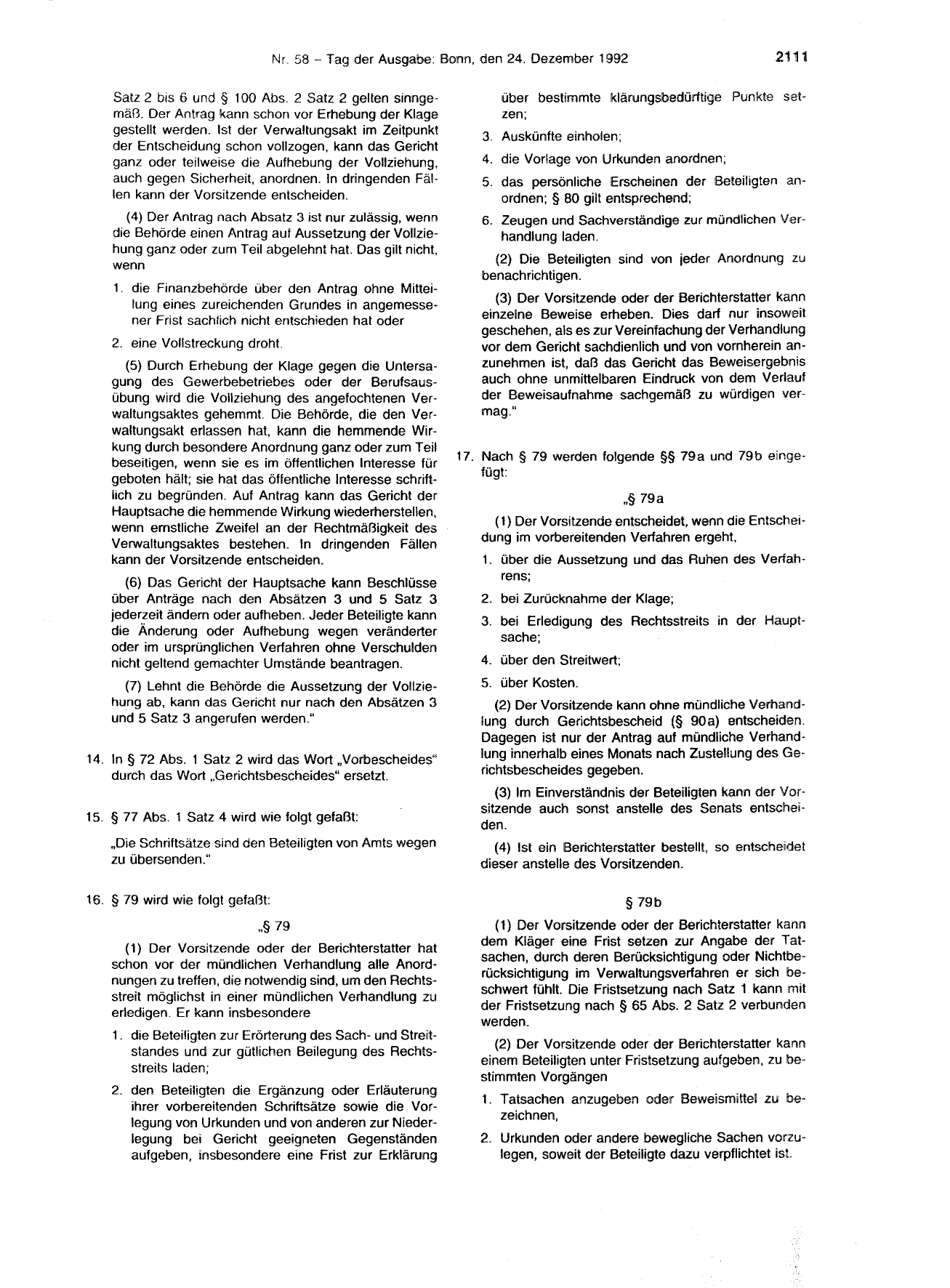 BGBl. 1992, Seite 2111 — Originalseite als Abbildung