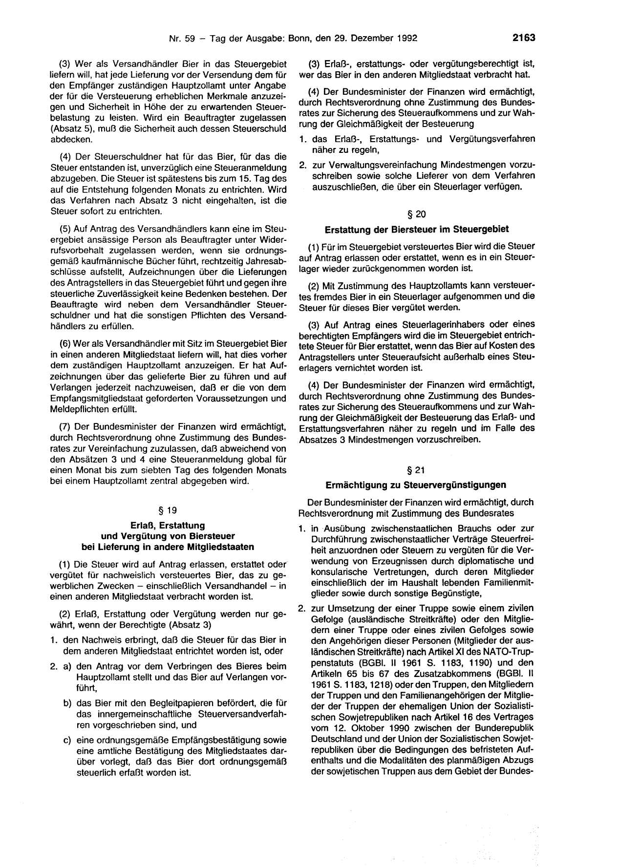 BGBl. 1992, Seite 2163 — Originalseite als Abbildung