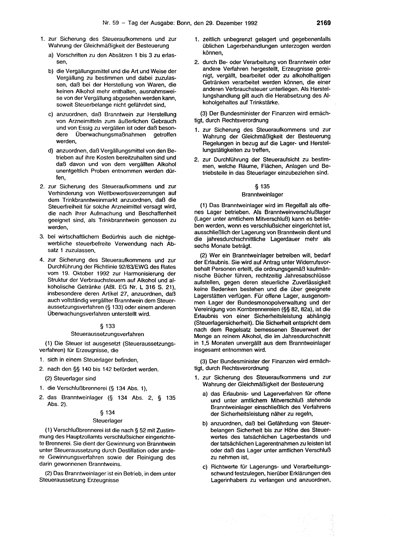 BGBl. 1992, Seite 2169 — Originalseite als Abbildung