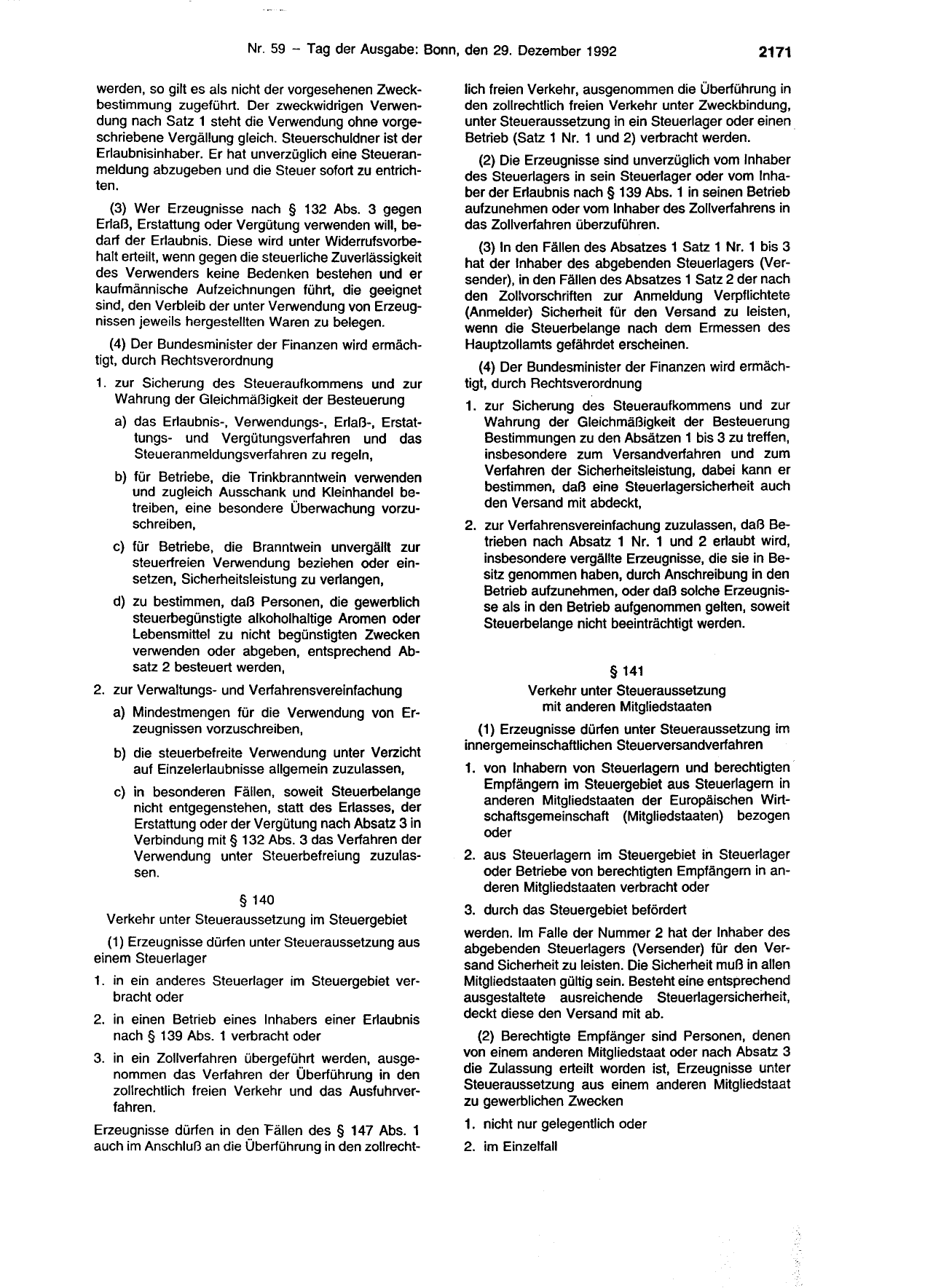 BGBl. 1992, Seite 2171 — Originalseite als Abbildung
