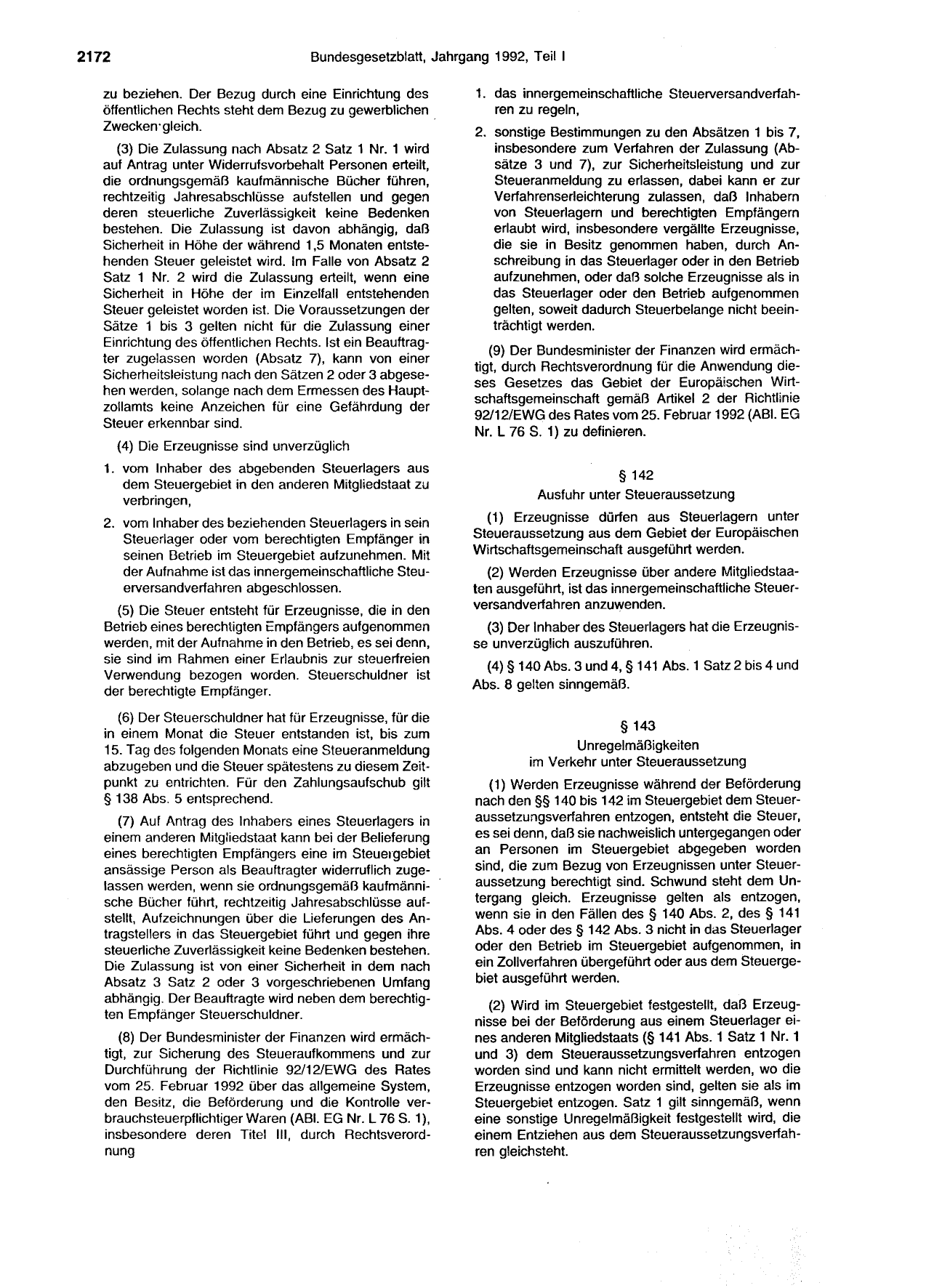 BGBl. 1992, Seite 2172 — Originalseite als Abbildung
