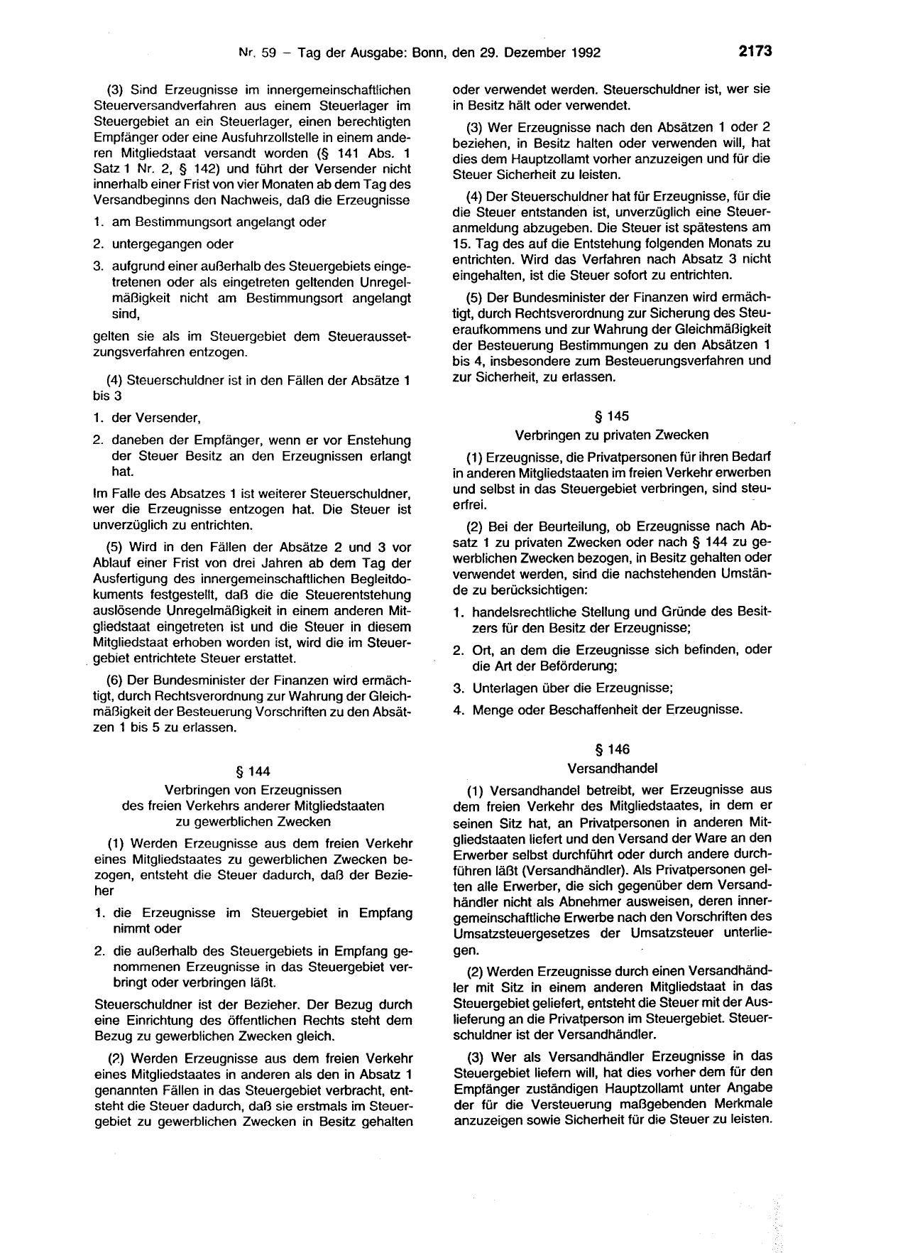BGBl. 1992, Seite 2173 — Originalseite als Abbildung