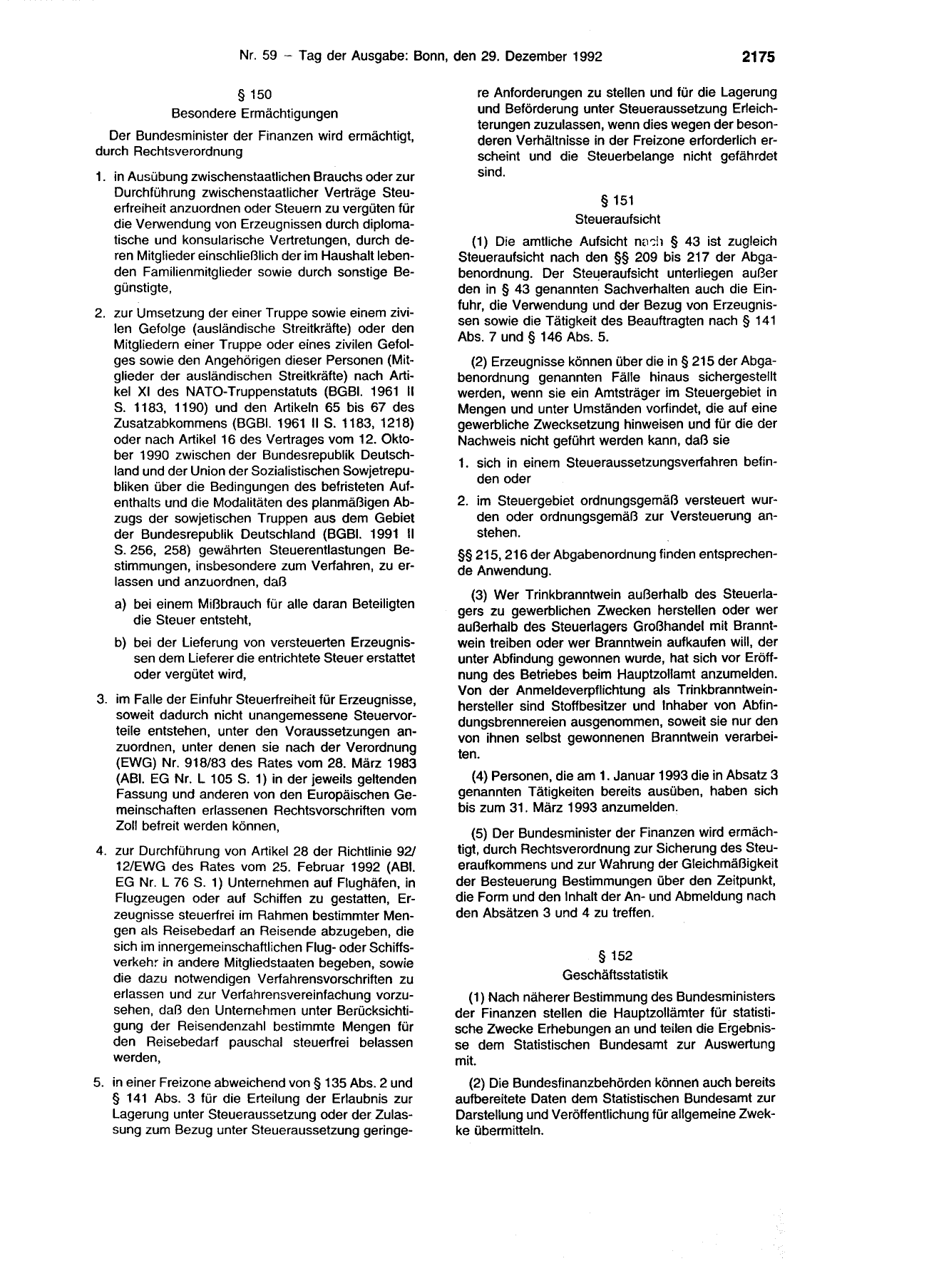 BGBl. 1992, Seite 2175 — Originalseite als Abbildung