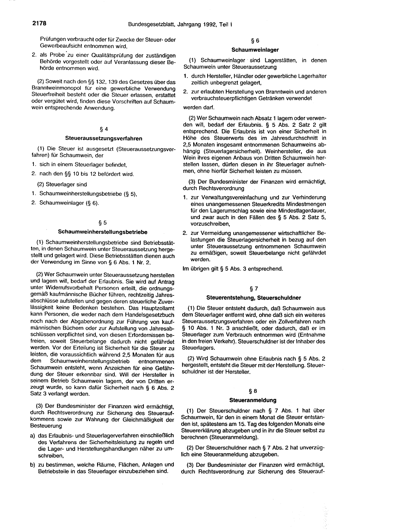 BGBl. 1992, Seite 2178 — Originalseite als Abbildung