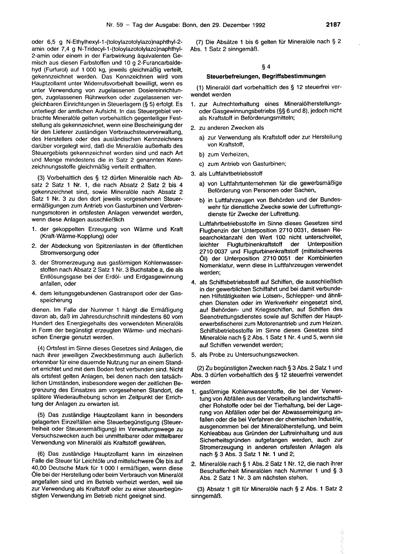 BGBl. 1992, Seite 2187 — Originalseite als Abbildung