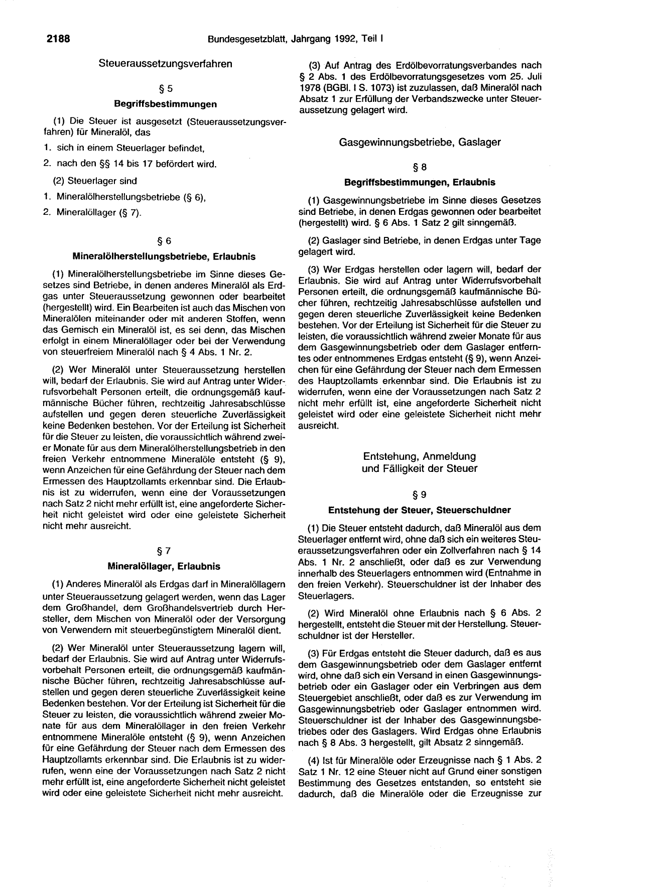 BGBl. 1992, Seite 2188 — Originalseite als Abbildung