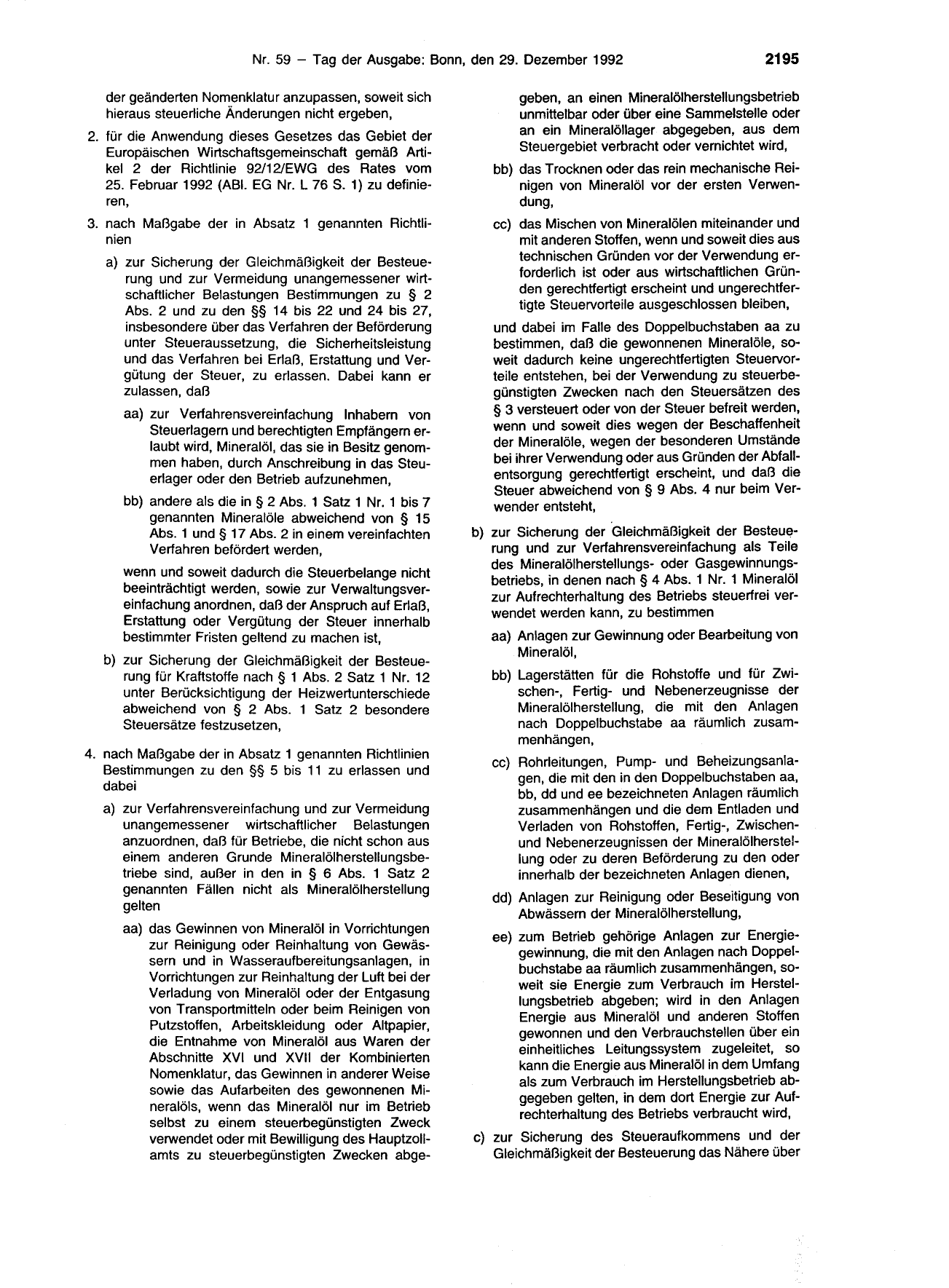 BGBl. 1992, Seite 2195 — Originalseite als Abbildung
