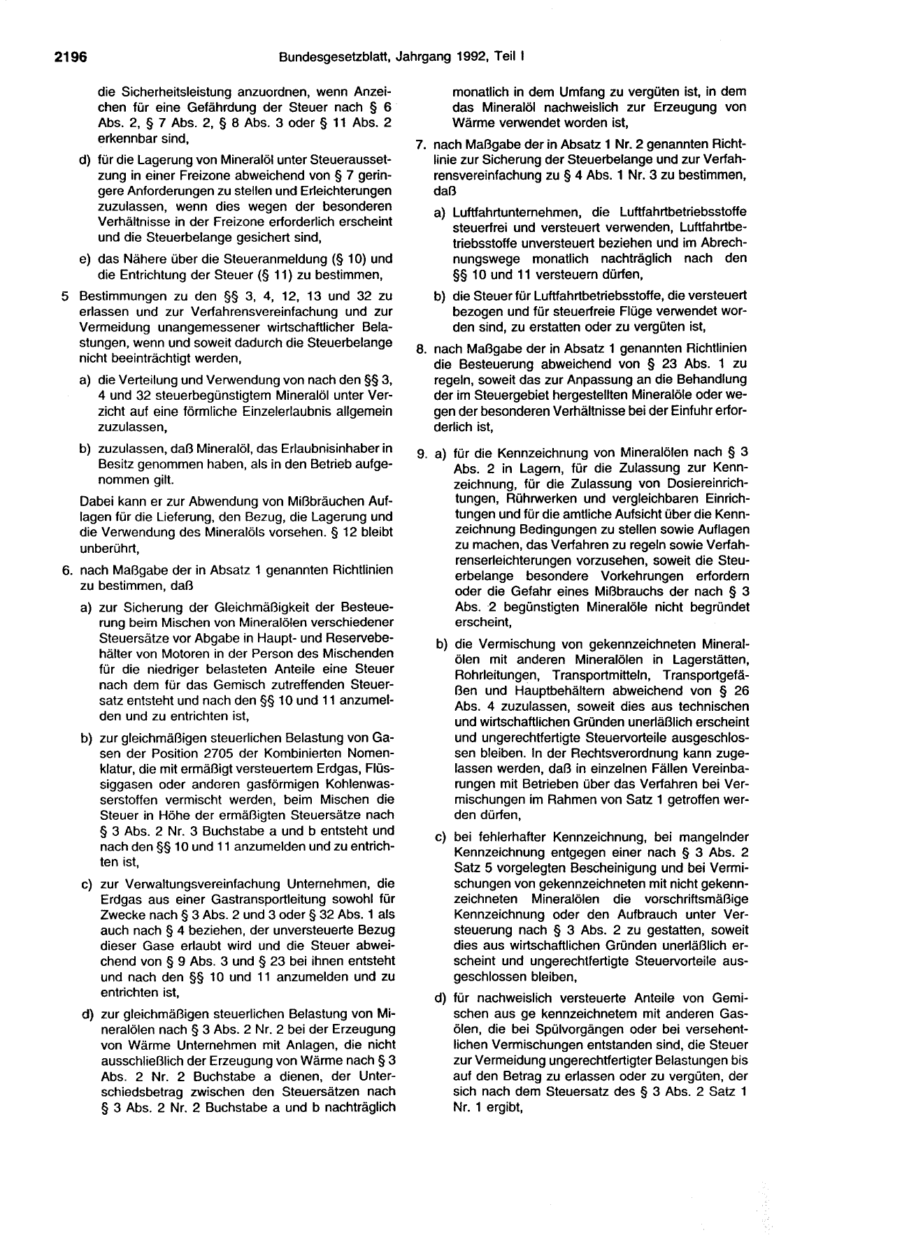 BGBl. 1992, Seite 2196 — Originalseite als Abbildung