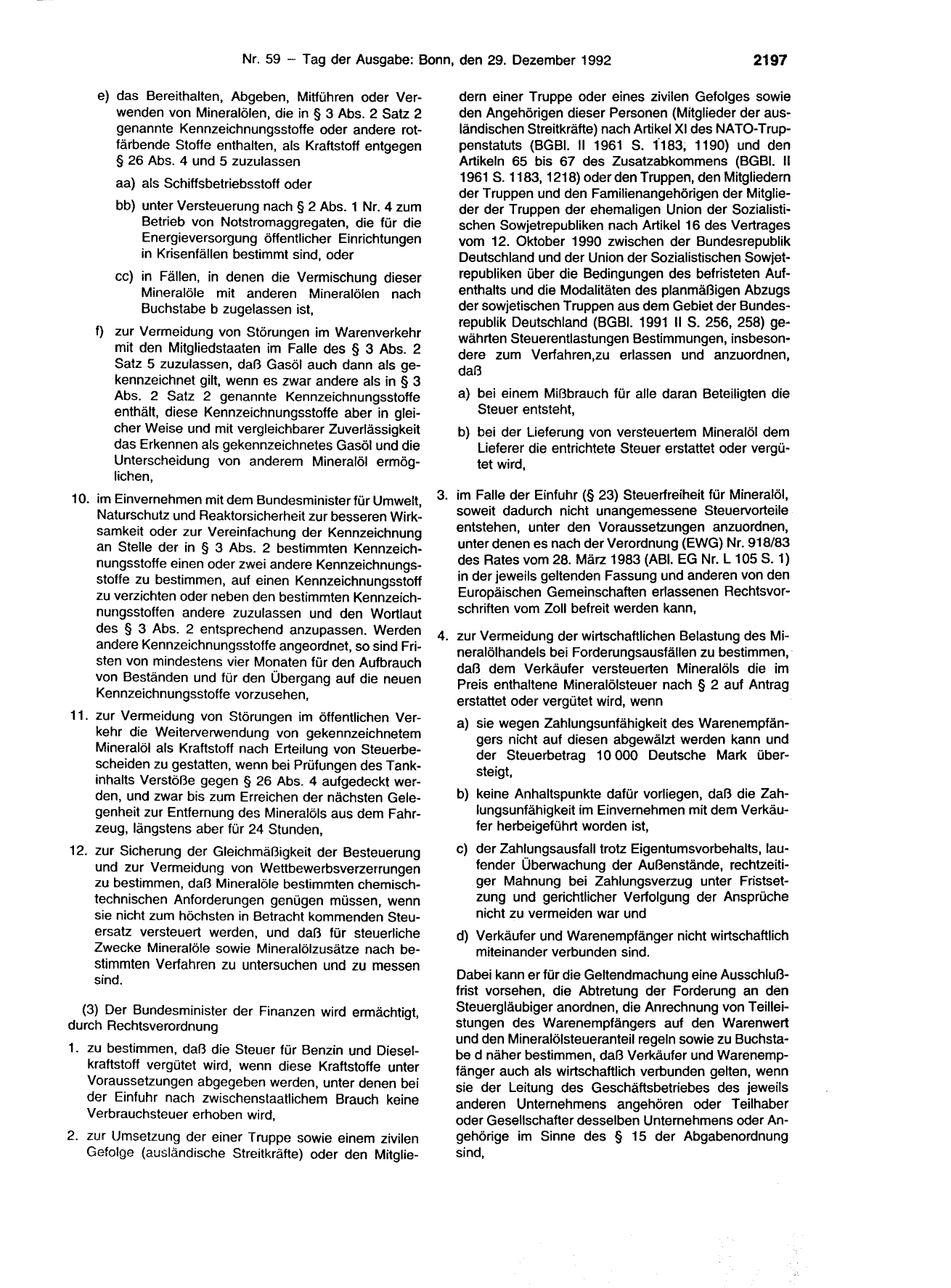 BGBl. 1992, Seite 2197 — Originalseite als Abbildung