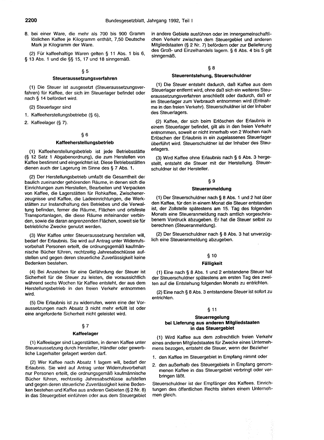 BGBl. 1992, Seite 2200 — Originalseite als Abbildung