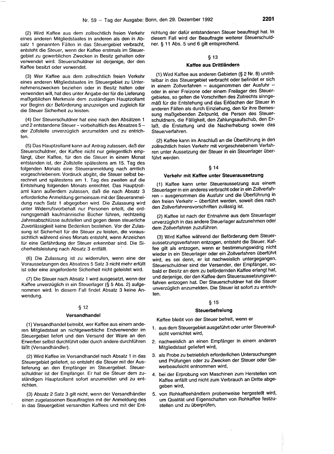 BGBl. 1992, Seite 2201 — Originalseite als Abbildung