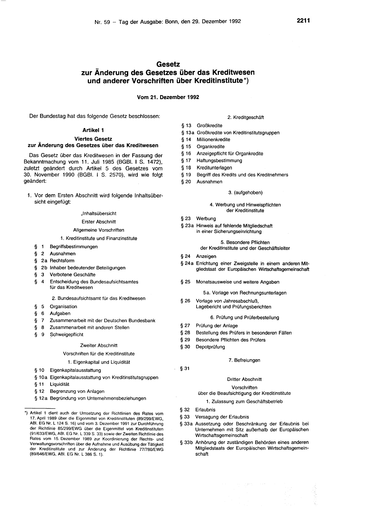 BGBl. 1992, Seite 2211 — Originalseite als Abbildung
