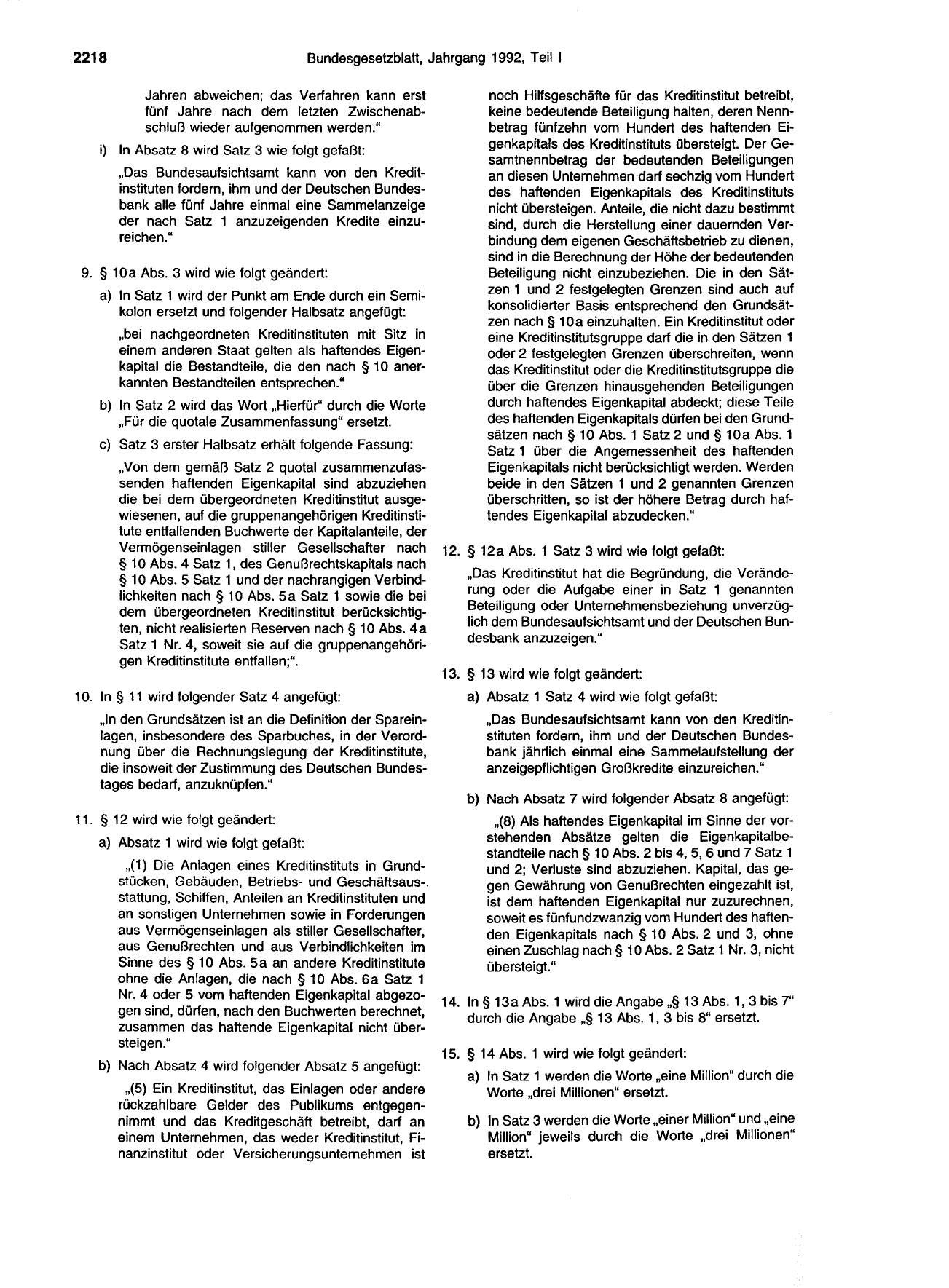 BGBl. 1992, Seite 2218 — Originalseite als Abbildung