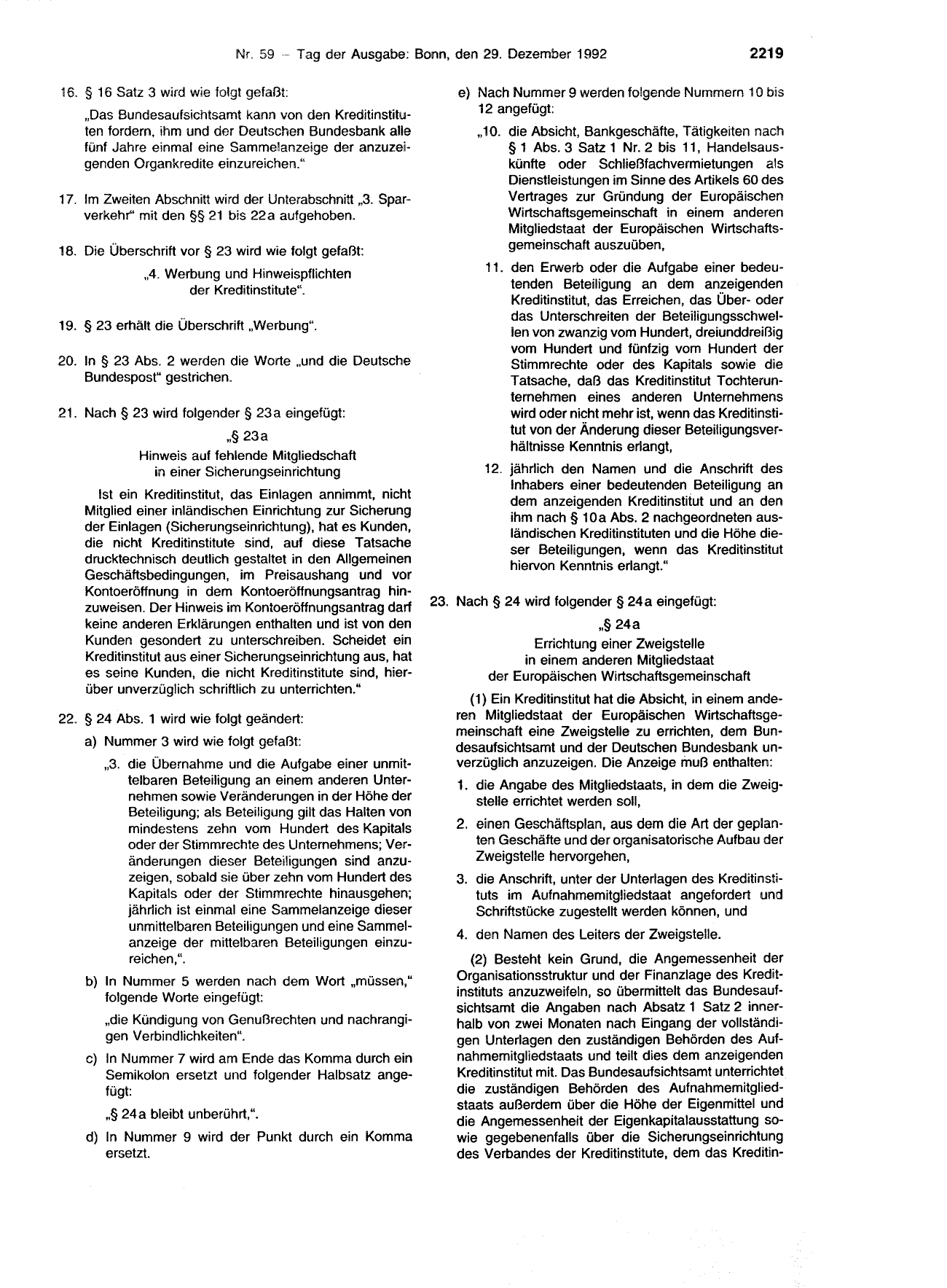 BGBl. 1992, Seite 2219 — Originalseite als Abbildung