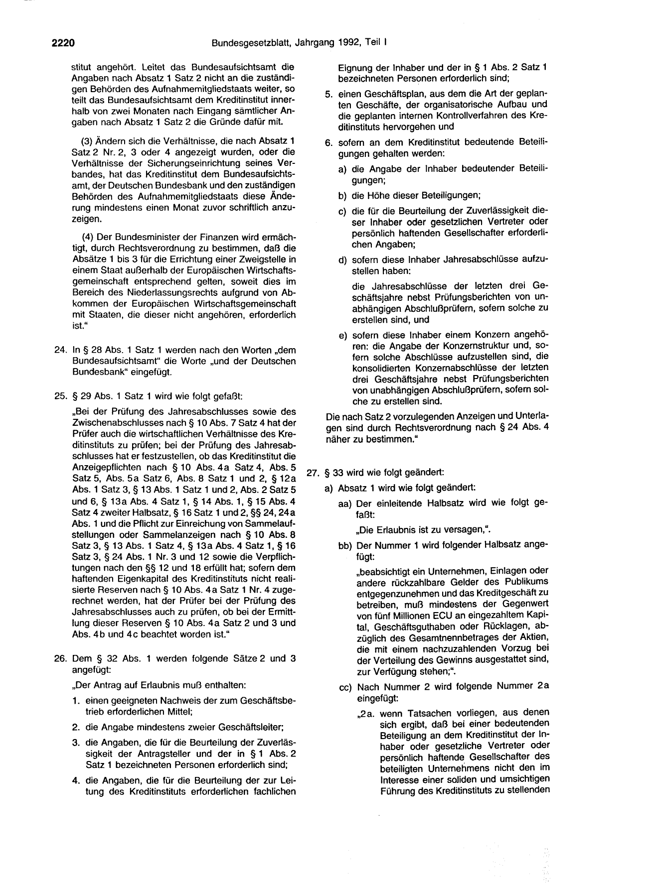 BGBl. 1992, Seite 2220 — Originalseite als Abbildung