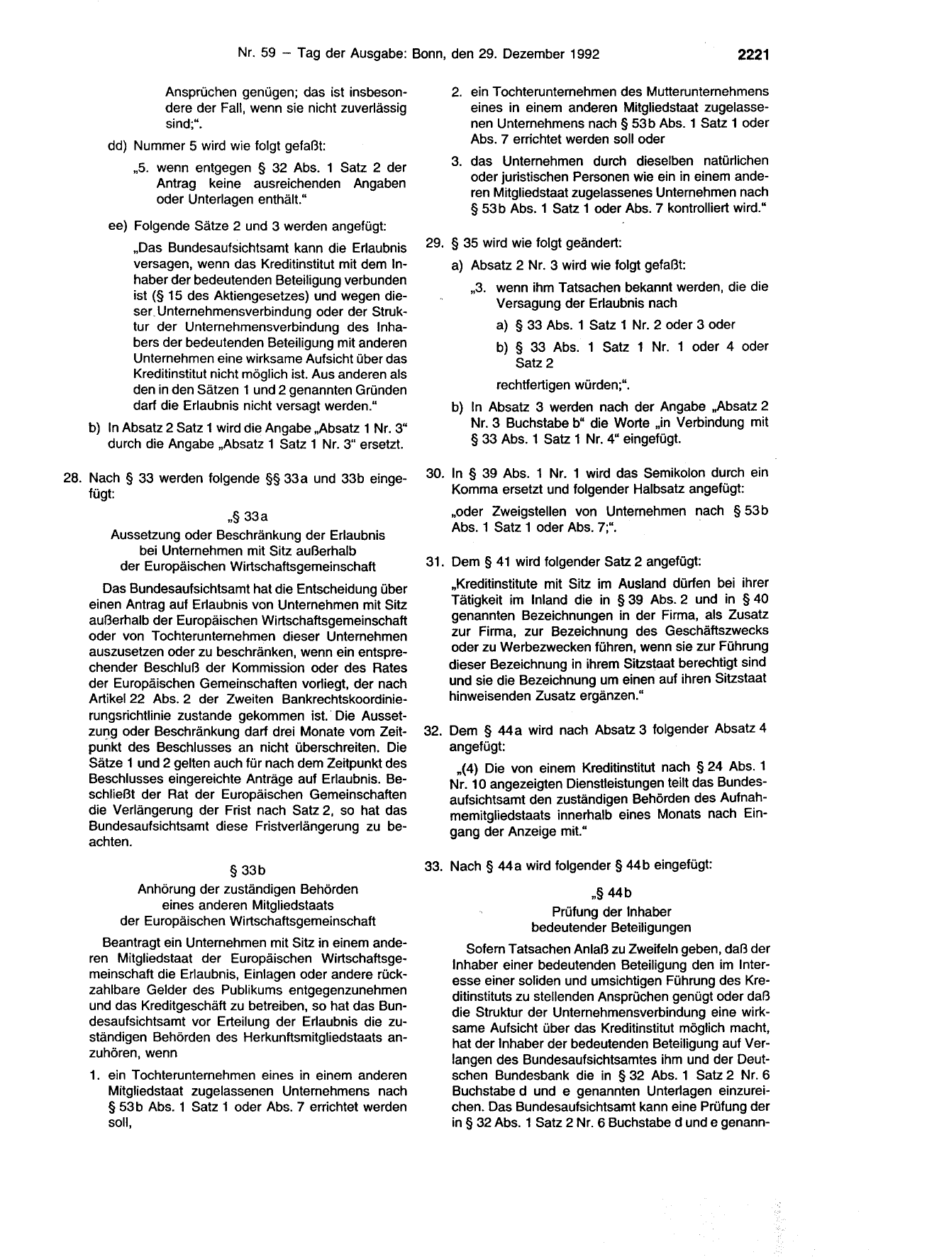 BGBl. 1992, Seite 2221 — Originalseite als Abbildung