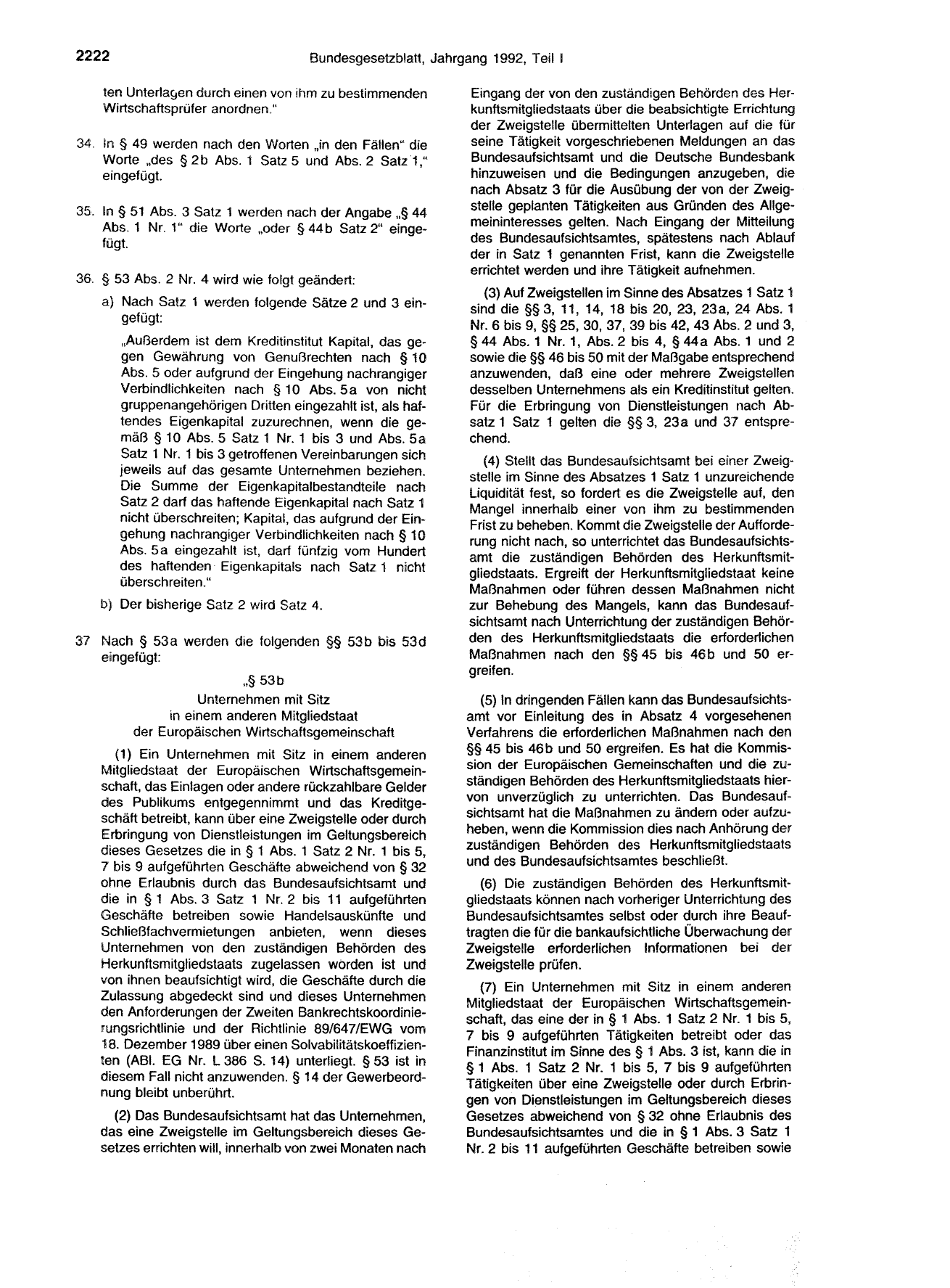 BGBl. 1992, Seite 2222 — Originalseite als Abbildung