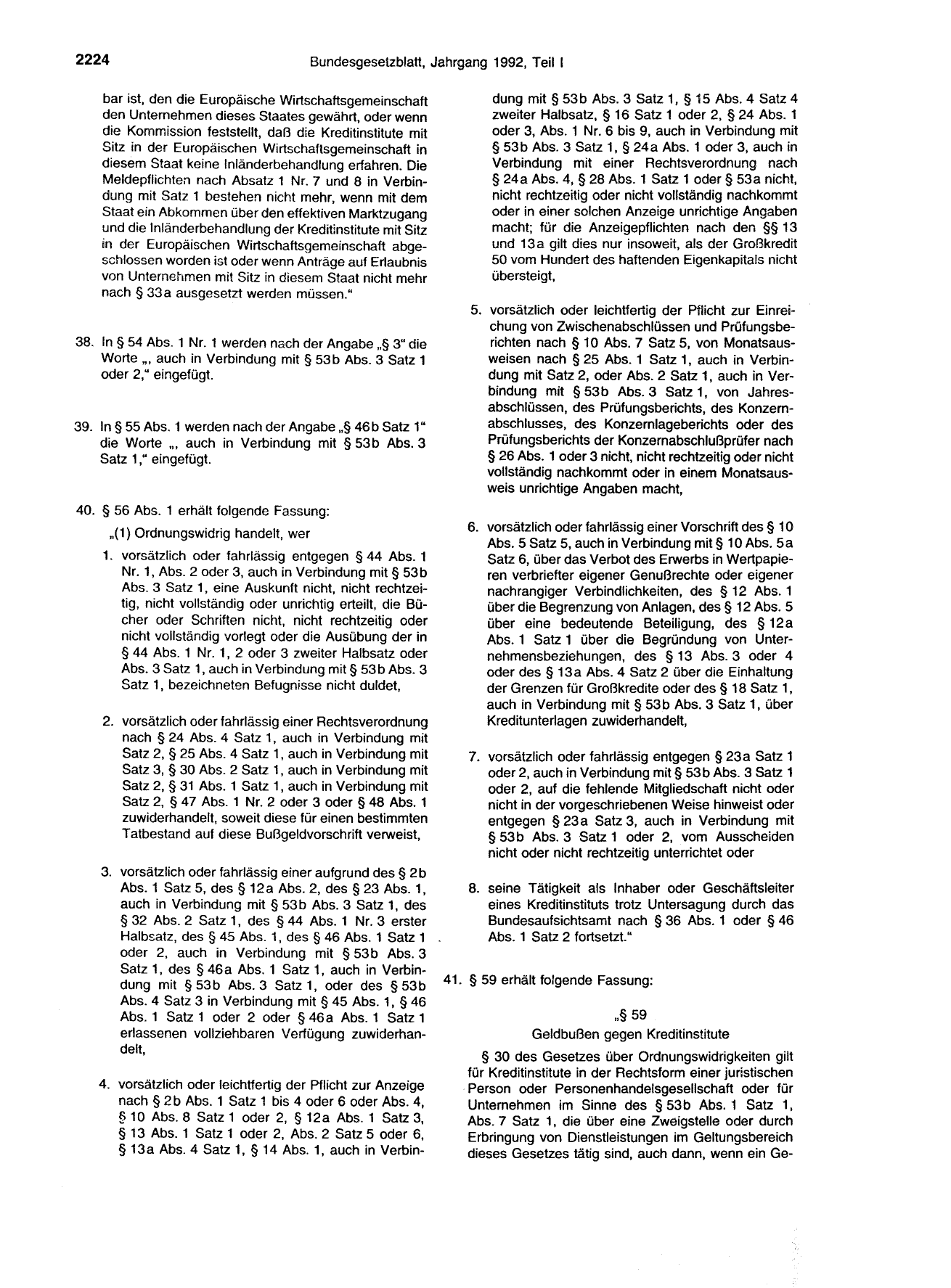 BGBl. 1992, Seite 2224 — Originalseite als Abbildung