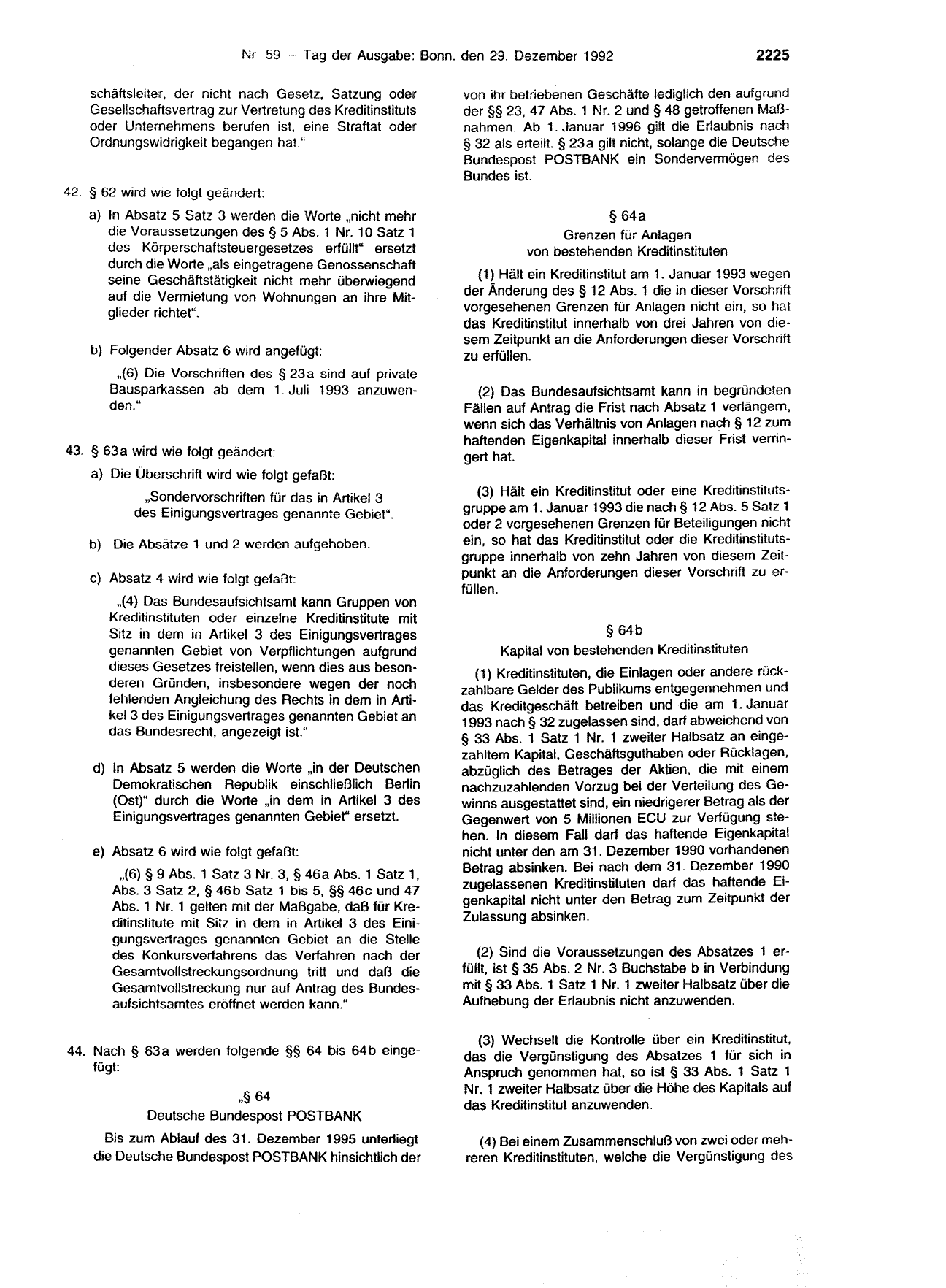 BGBl. 1992, Seite 2225 — Originalseite als Abbildung