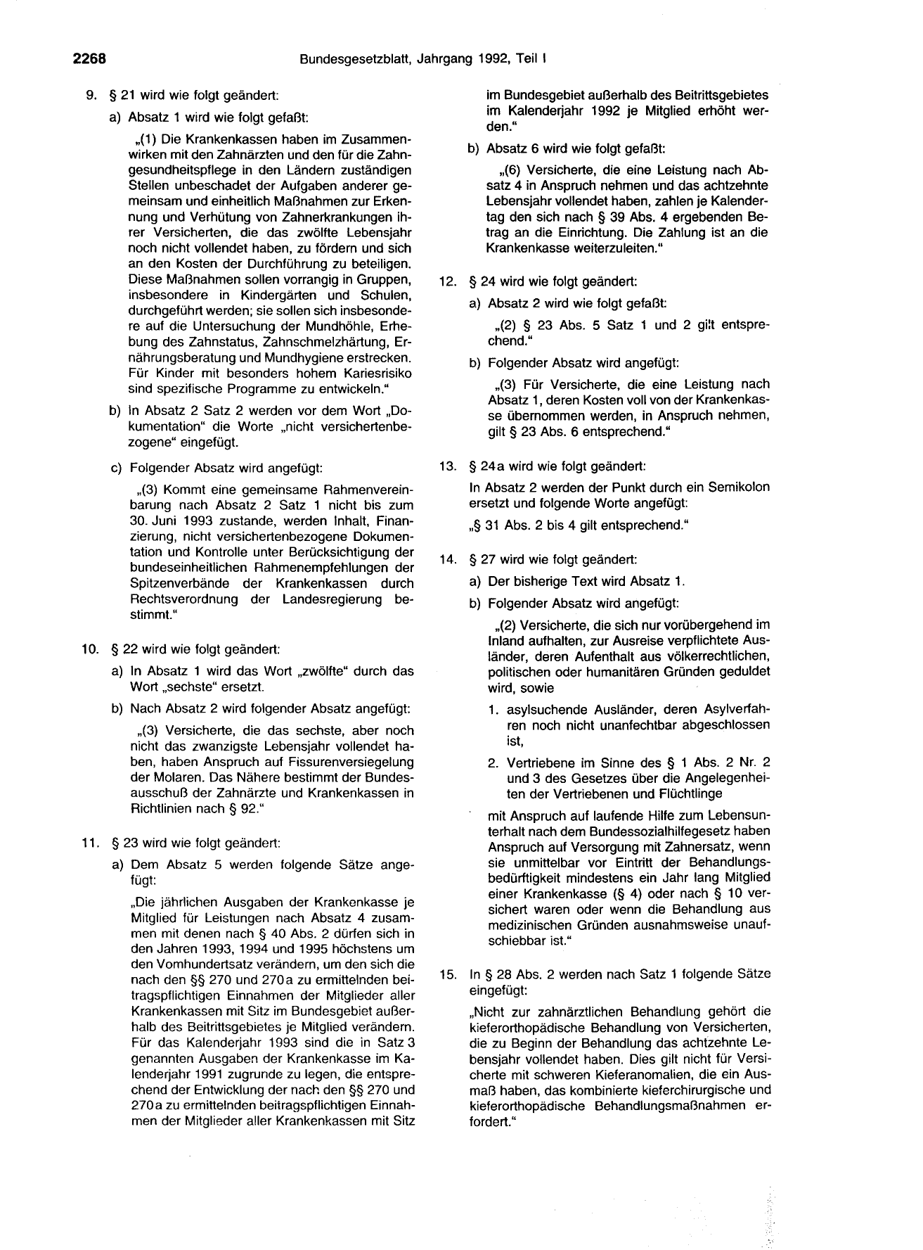BGBl. 1992, Seite 2268 — Originalseite als Abbildung