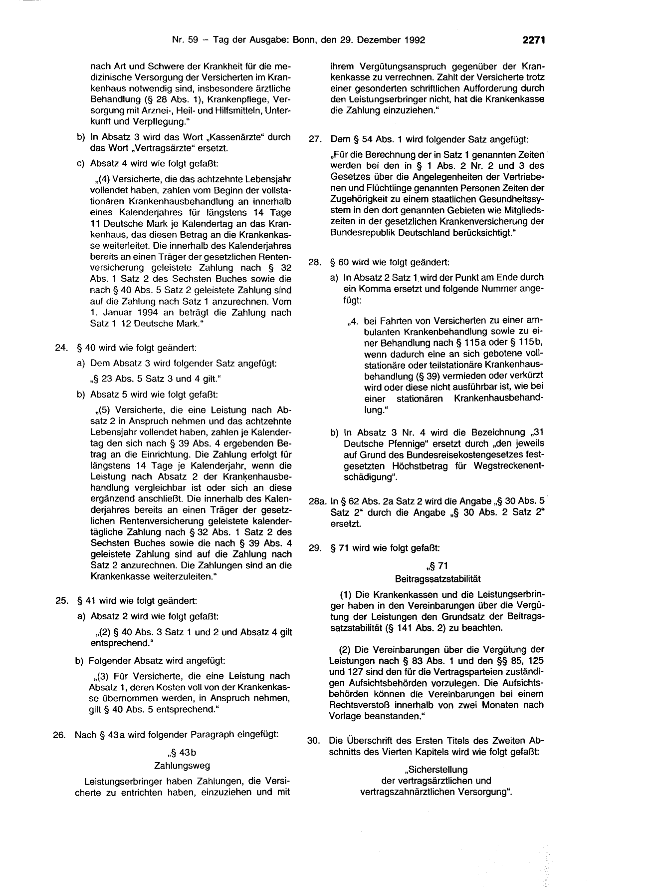 BGBl. 1992, Seite 2271 — Originalseite als Abbildung