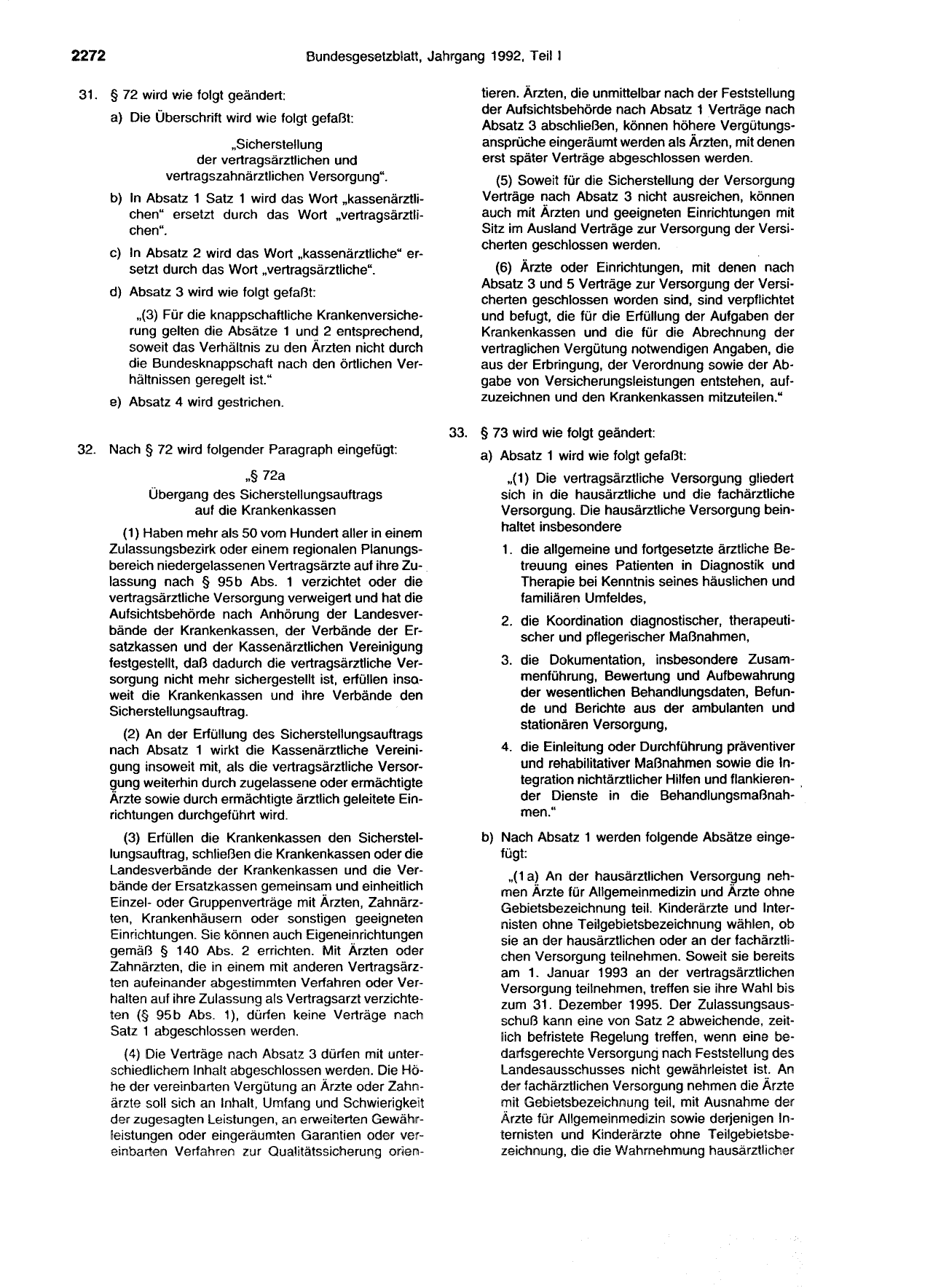 BGBl. 1992, Seite 2272 — Originalseite als Abbildung