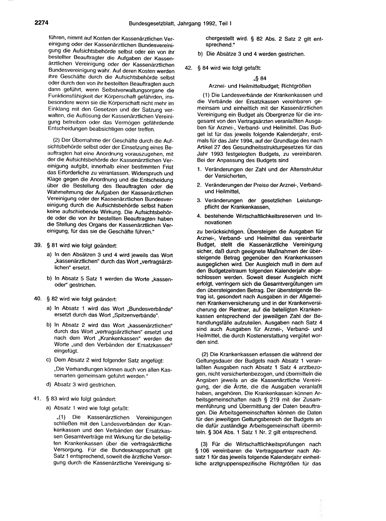 BGBl. 1992, Seite 2274 — Originalseite als Abbildung