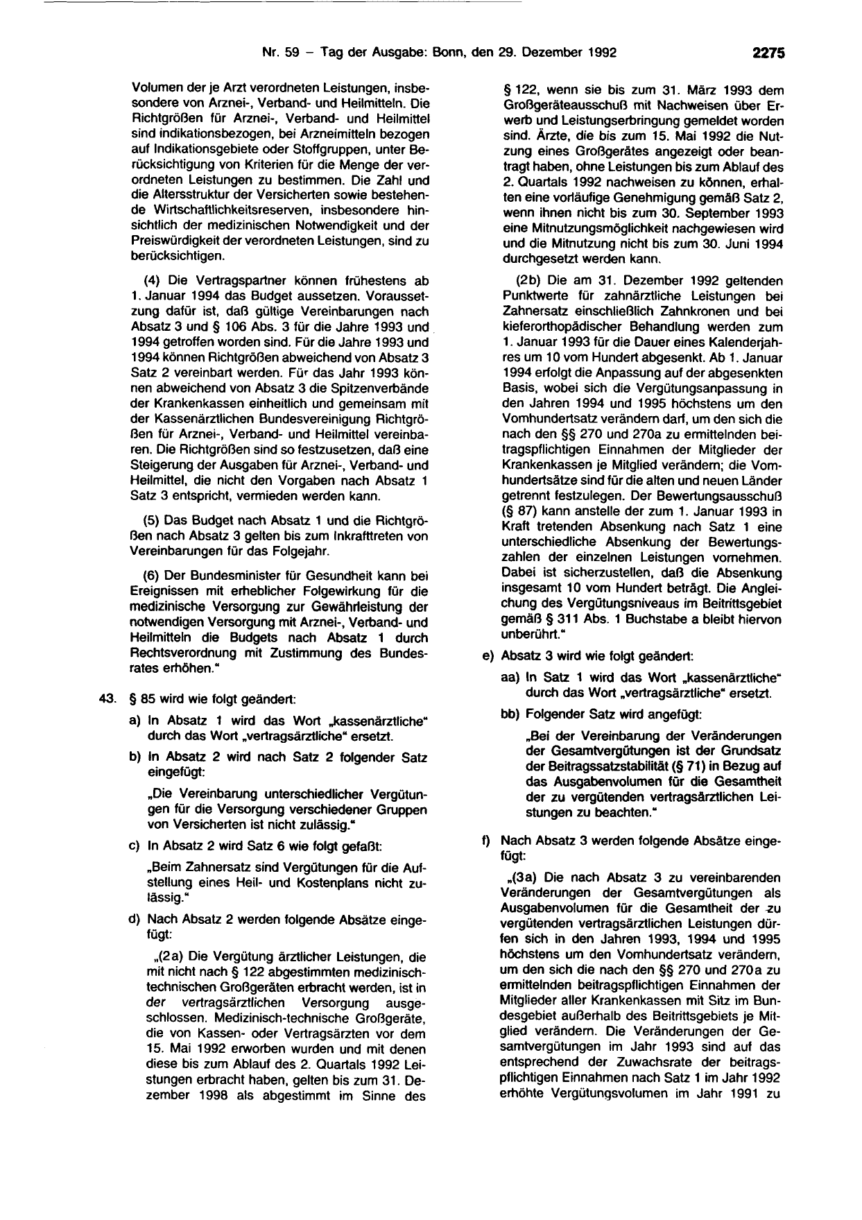 BGBl. 1992, Seite 2275 — Originalseite als Abbildung