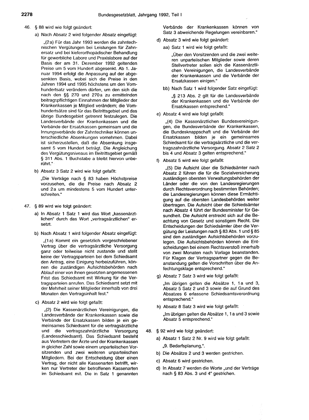 BGBl. 1992, Seite 2278 — Originalseite als Abbildung