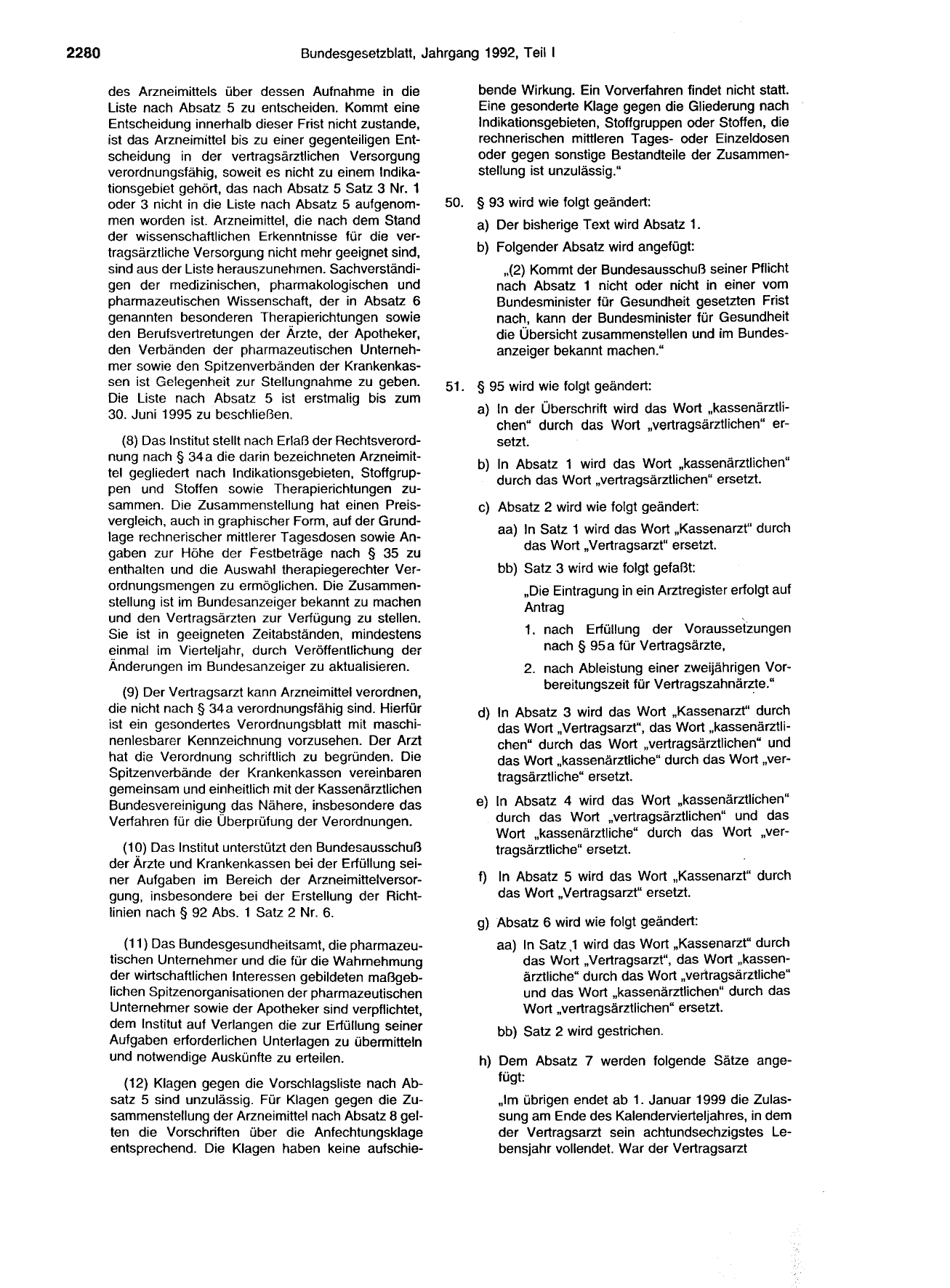 BGBl. 1992, Seite 2280 — Originalseite als Abbildung