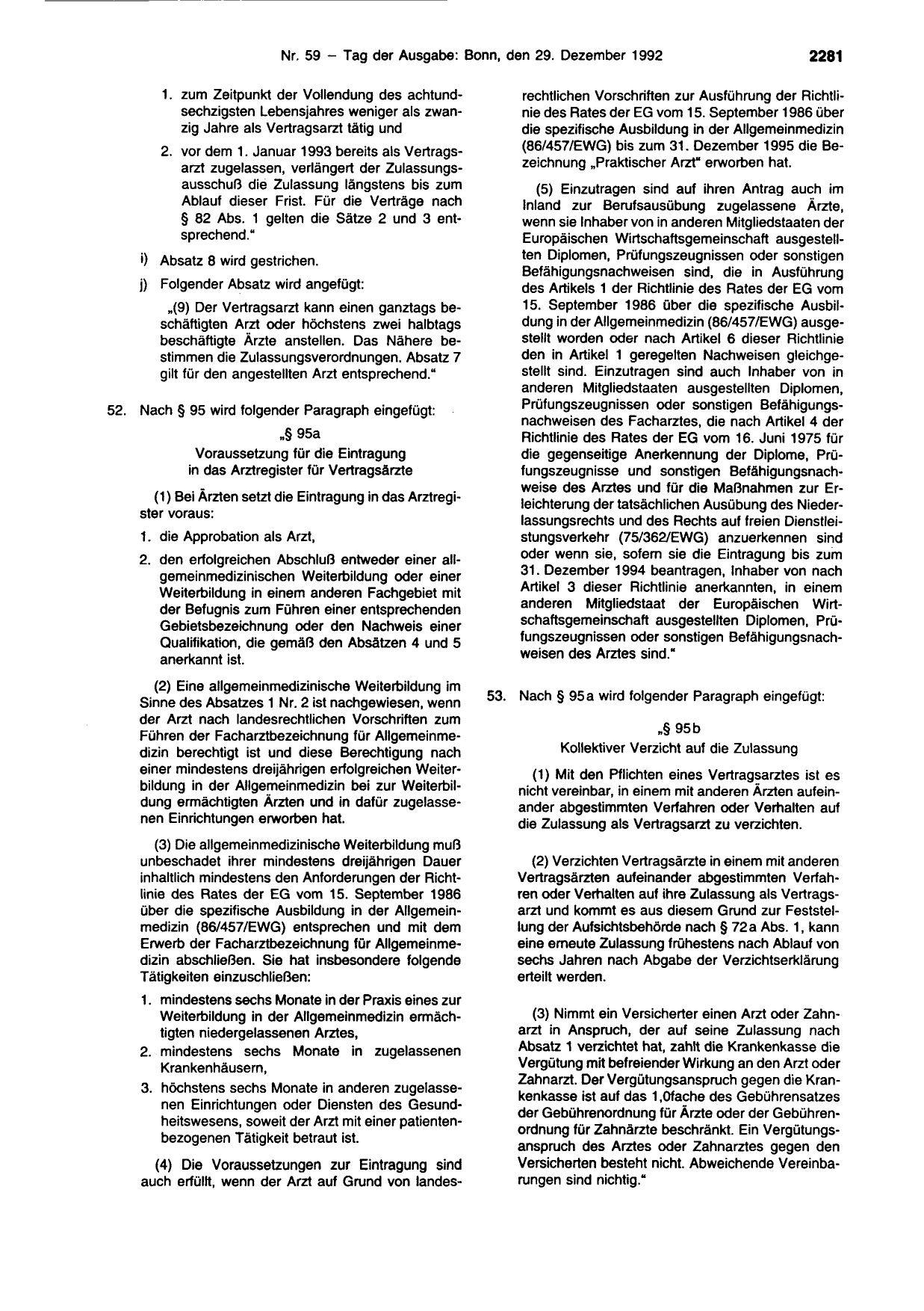 BGBl. 1992, Seite 2281 — Originalseite als Abbildung