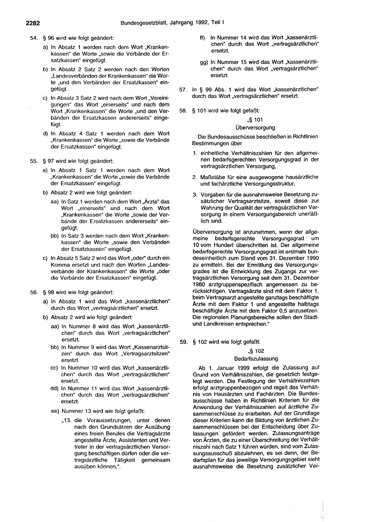 BGBl. 1992, Seite 2282 — Originalseite als Abbildung