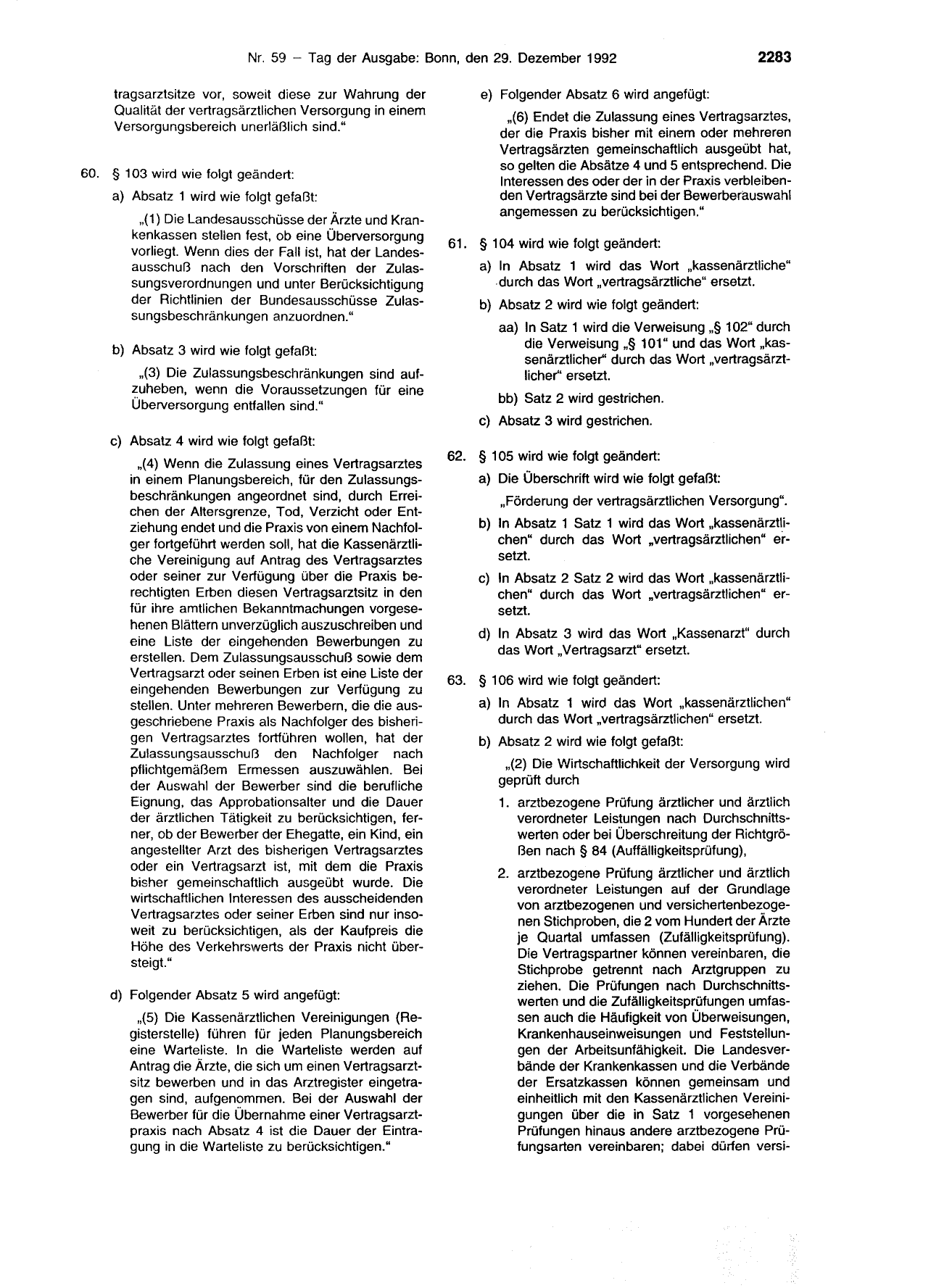 BGBl. 1992, Seite 2283 — Originalseite als Abbildung