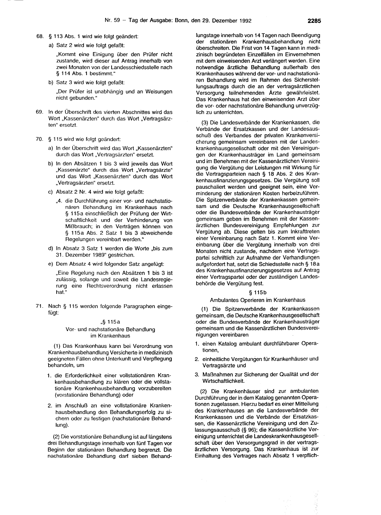 BGBl. 1992, Seite 2285 — Originalseite als Abbildung