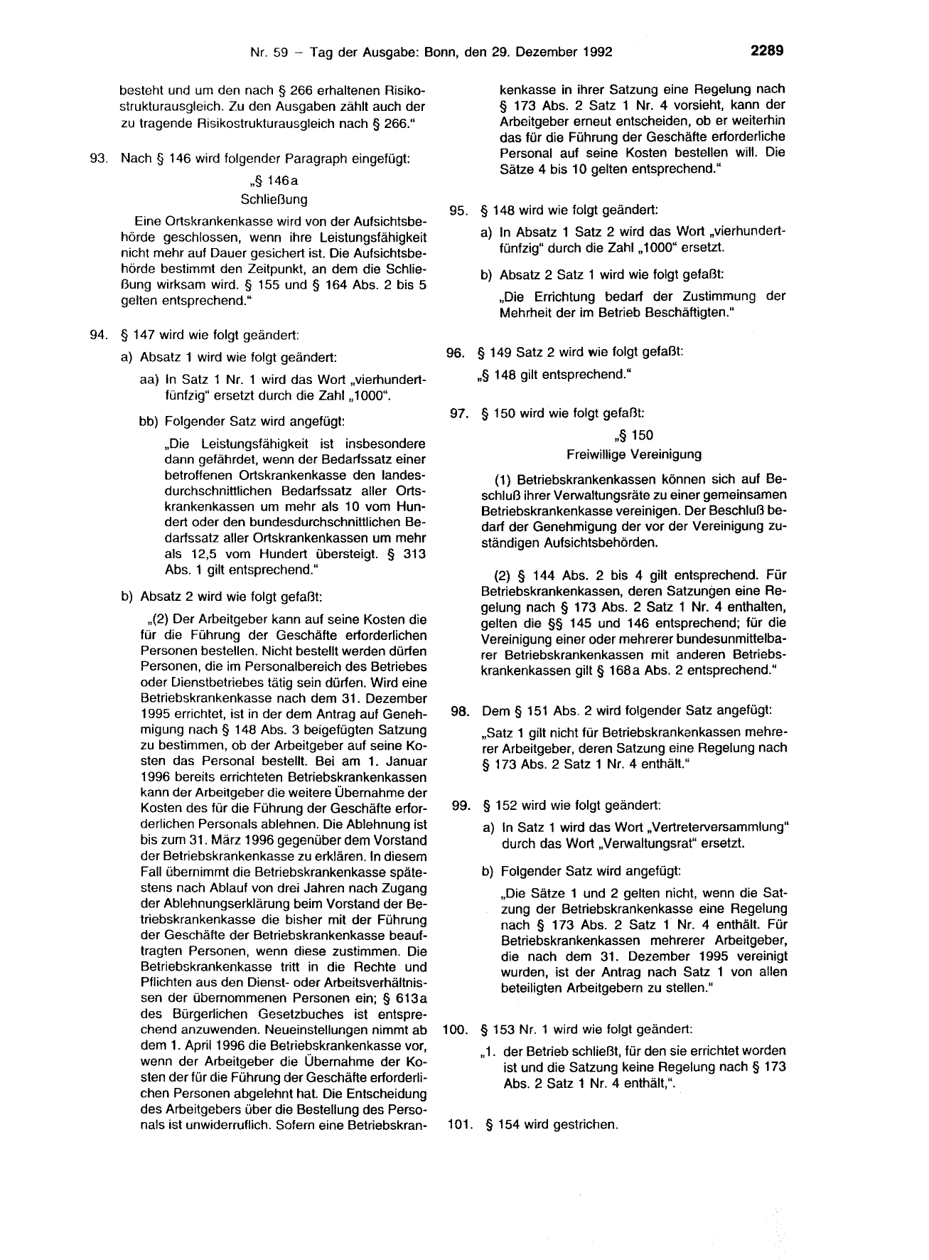 BGBl. 1992, Seite 2289 — Originalseite als Abbildung