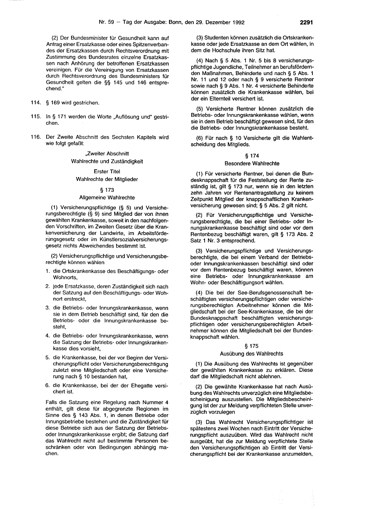 BGBl. 1992, Seite 2291 — Originalseite als Abbildung