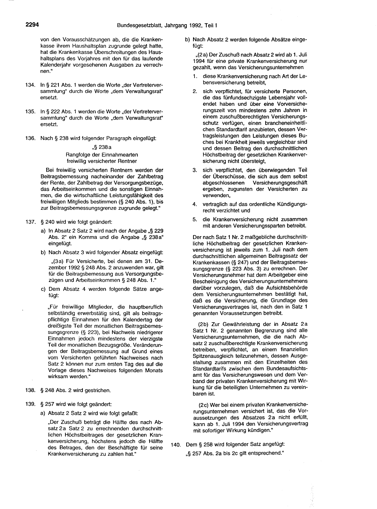 BGBl. 1992, Seite 2294 — Originalseite als Abbildung