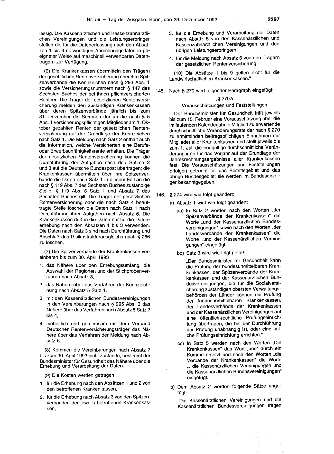 BGBl. 1992, Seite 2297 — Originalseite als Abbildung