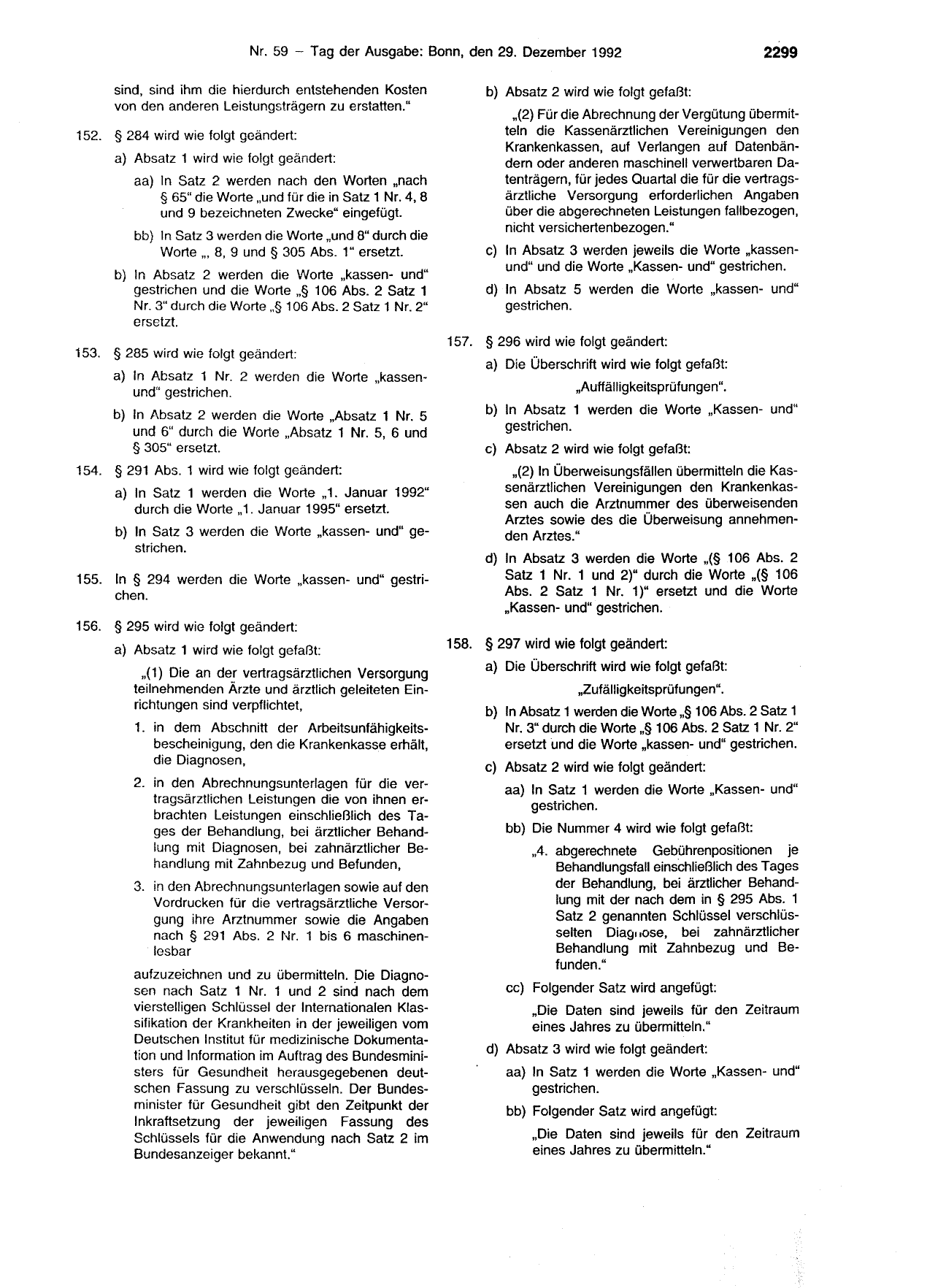 BGBl. 1992, Seite 2299 — Originalseite als Abbildung